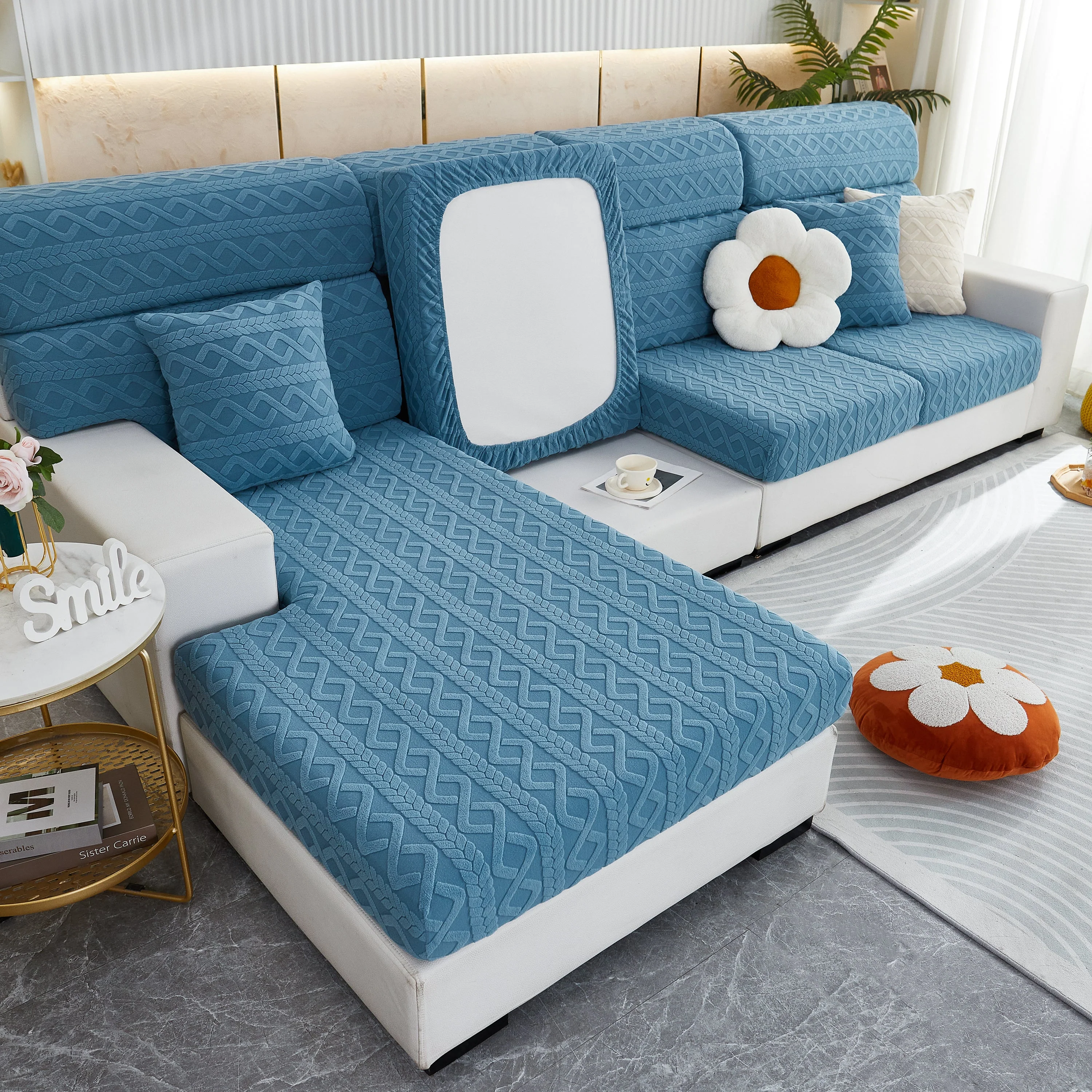 Stretch Couch Seat Cushion Covers, Sofa Slipcover Sofa Cover Soft Flexibility with Elastic Bottom - Image 95