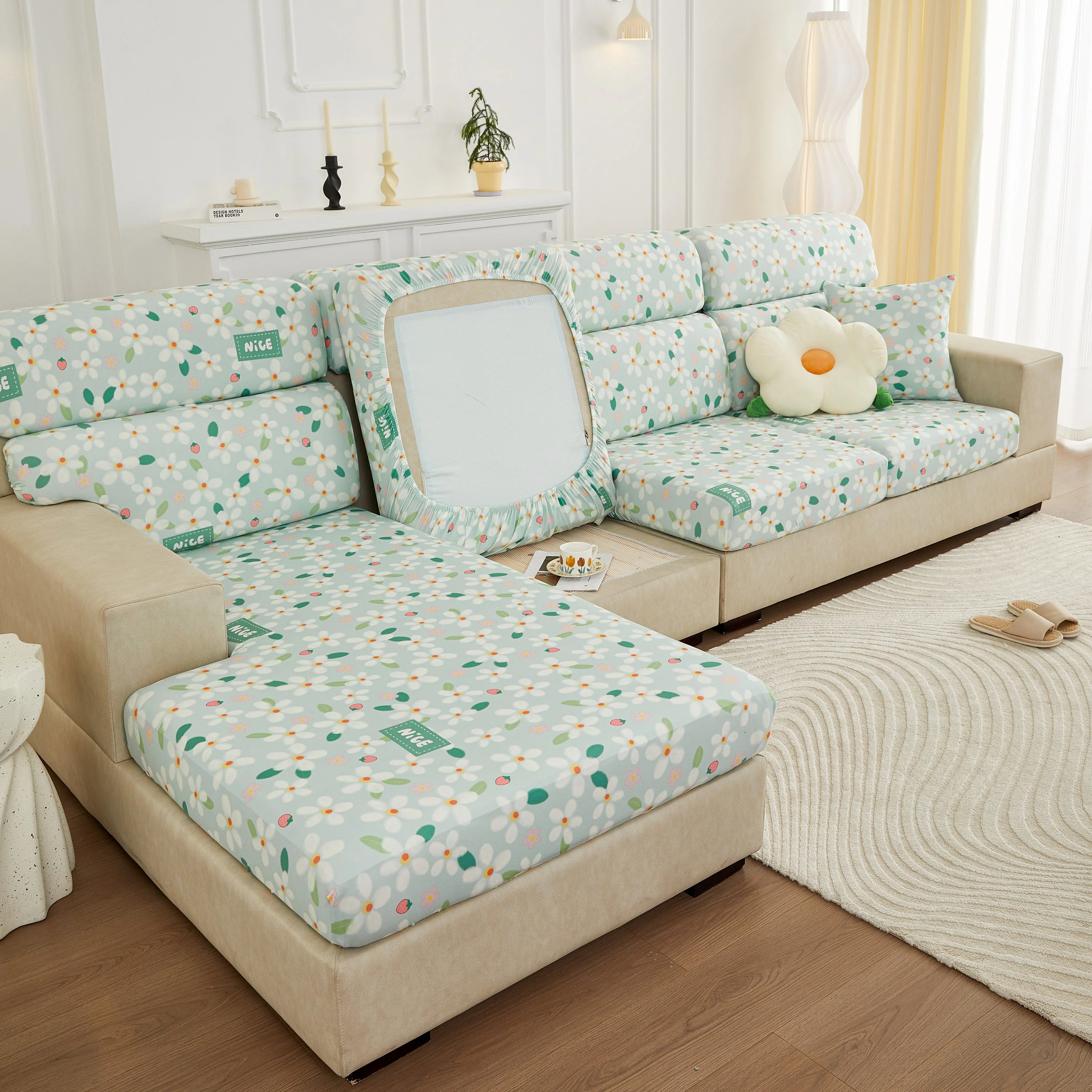 Stretch Individual Cushion Slipcovers, Furniture Protector with Elastic Bottom, Couch Cover Replacement - Image 10