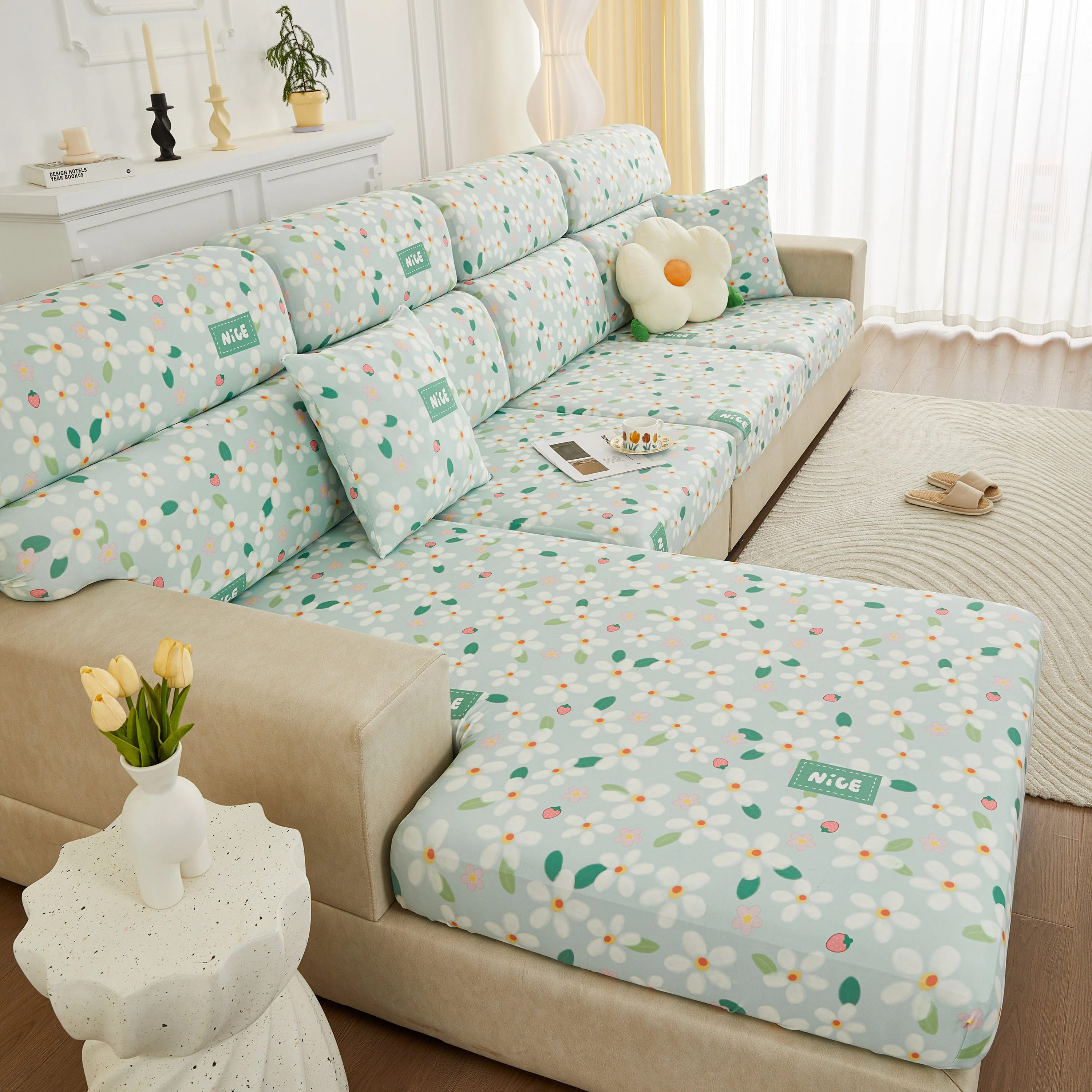 Stretch Individual Cushion Slipcovers, Furniture Protector with Elastic Bottom, Couch Cover Replacement - Image 18