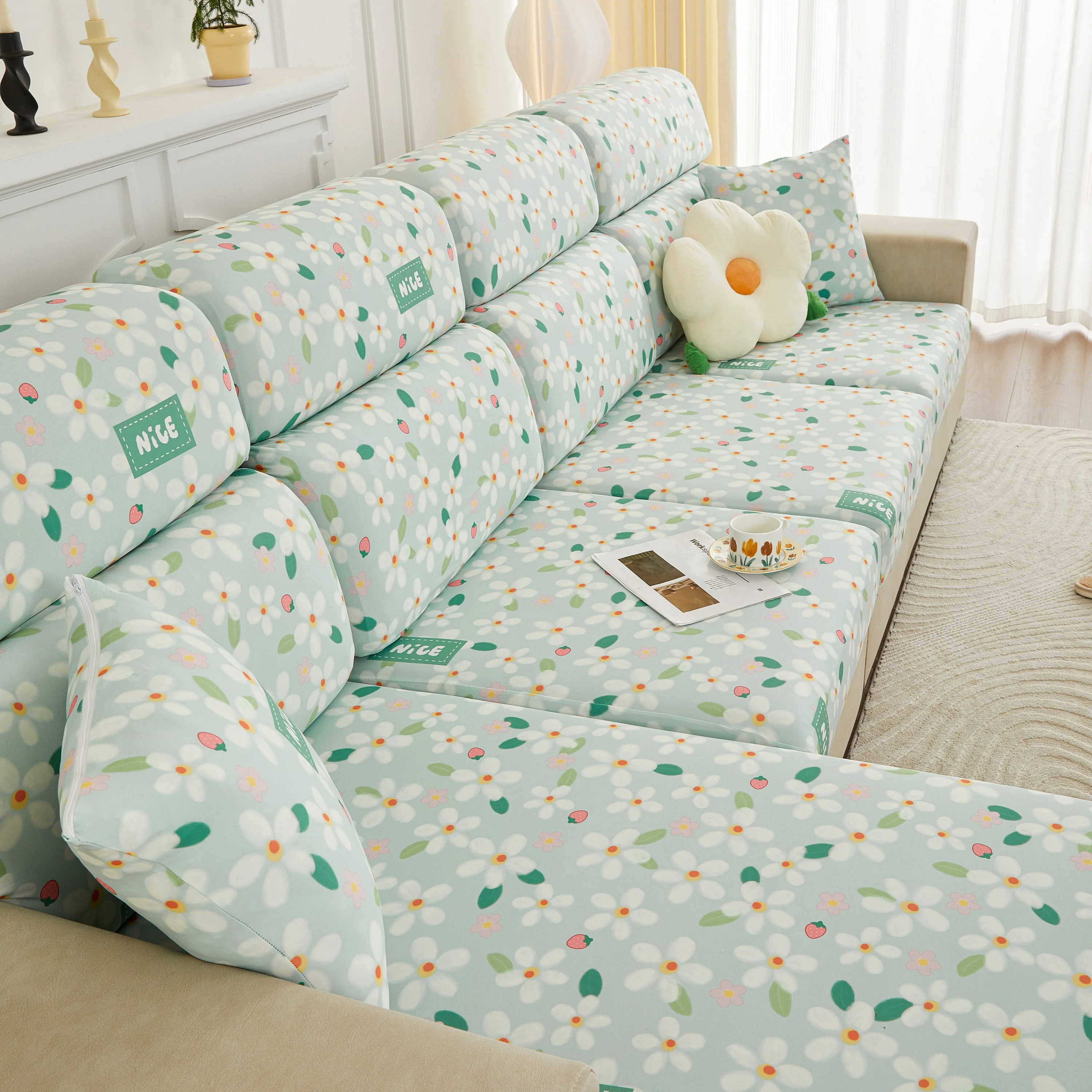 Stretch Individual Cushion Slipcovers, Furniture Protector with Elastic Bottom, Couch Cover Replacement - Image 28