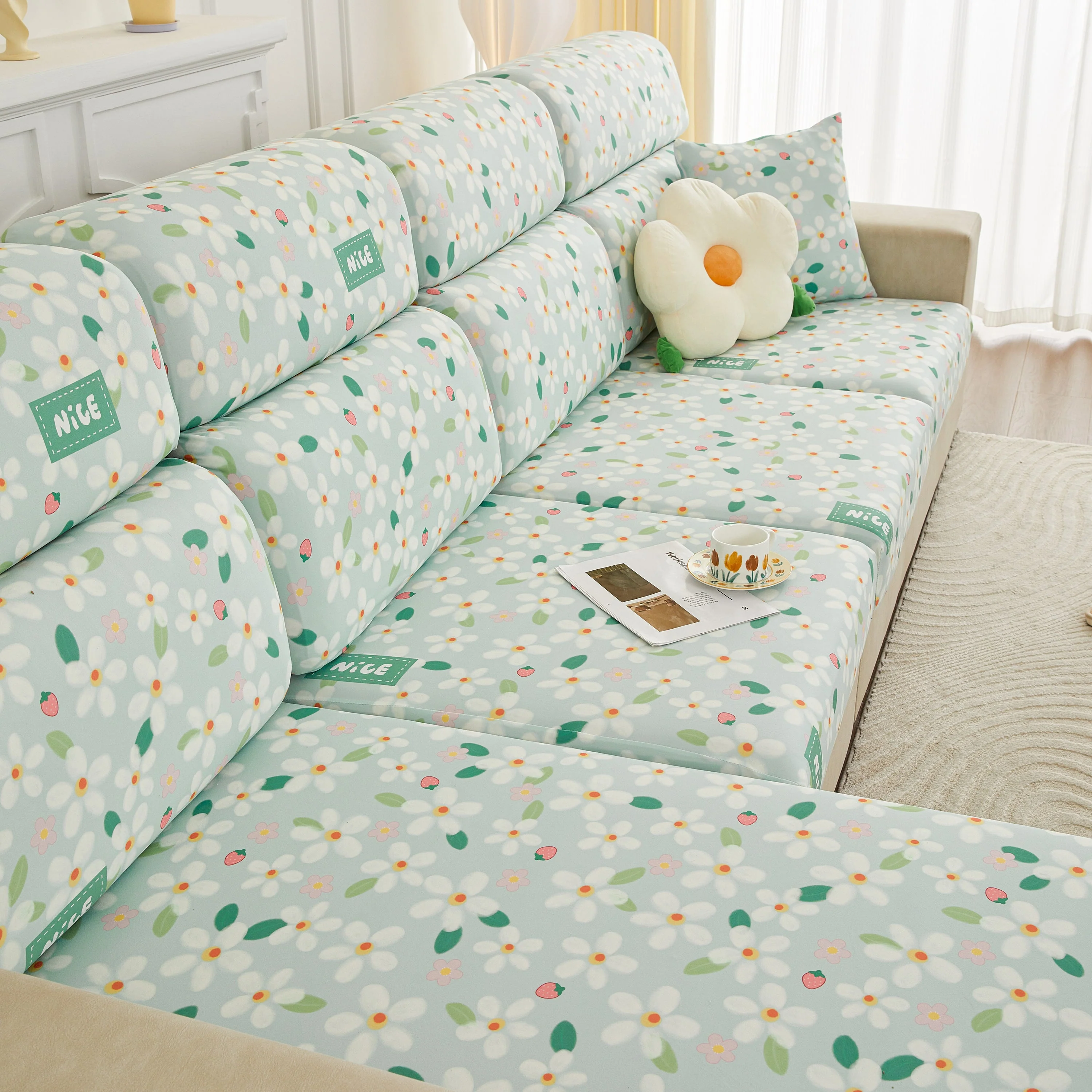 Stretch Individual Cushion Slipcovers, Furniture Protector with Elastic Bottom, Couch Cover Replacement - Image 31