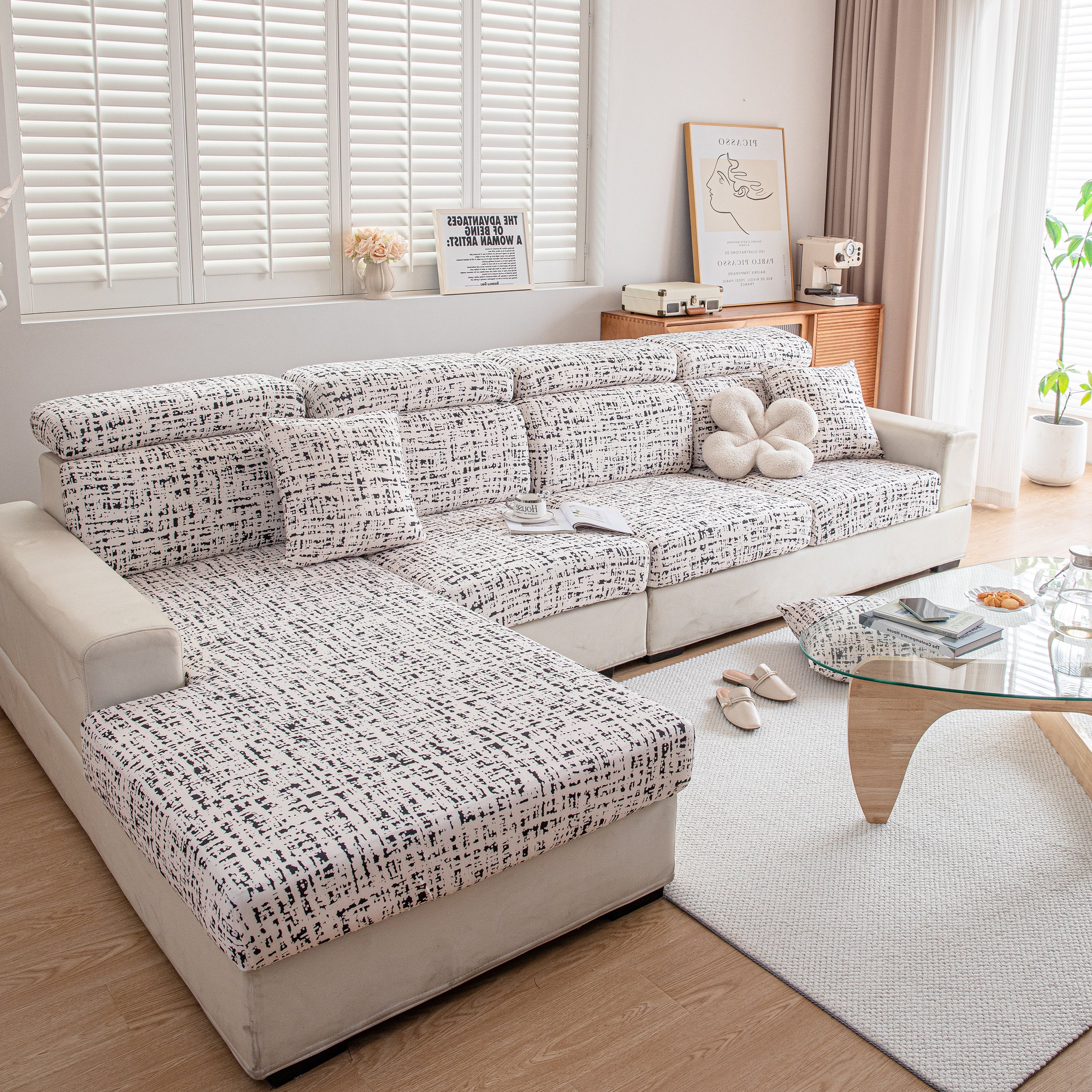 Stretch Individual Cushion Slipcovers, Furniture Protector with Elastic Bottom, Couch Cover Replacement - Image 35