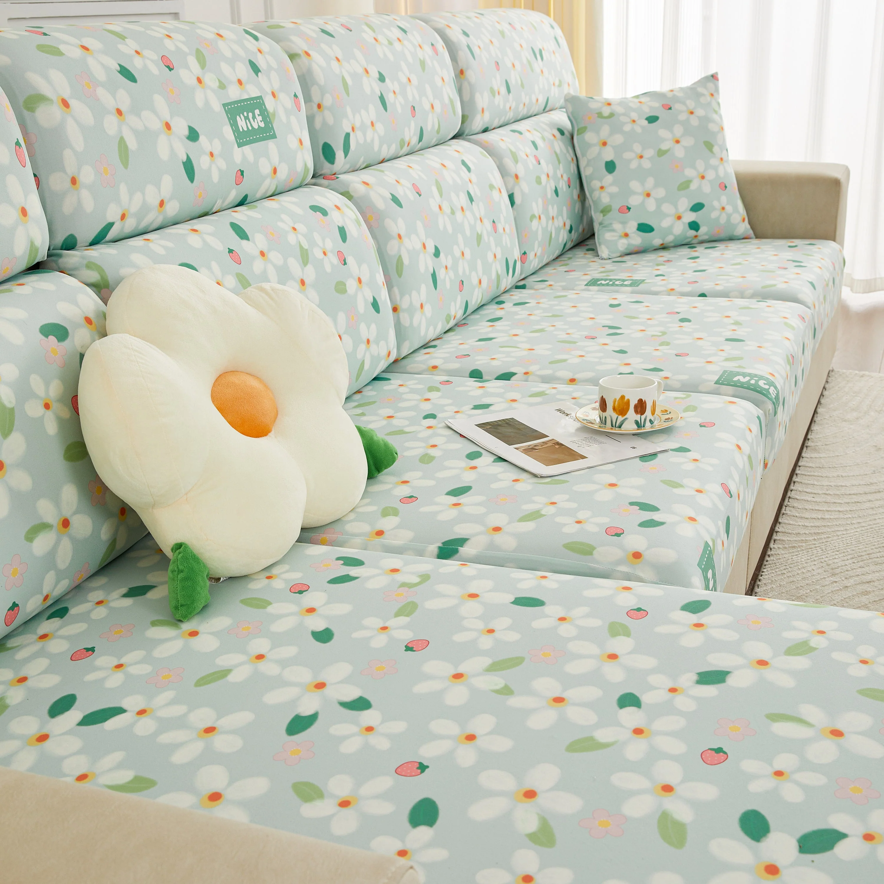 Stretch Individual Cushion Slipcovers, Furniture Protector with Elastic Bottom, Couch Cover Replacement - Image 9