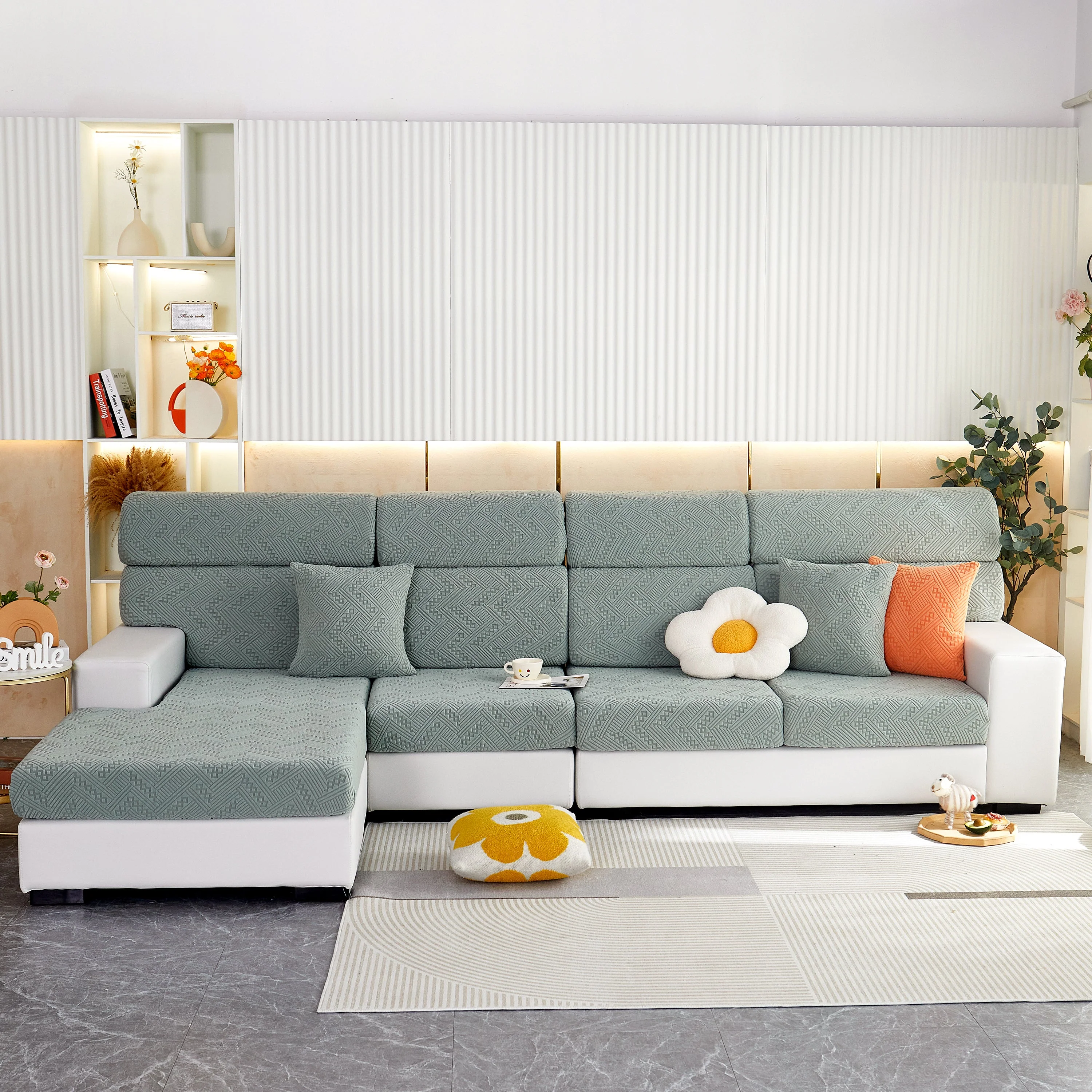 Stretch Jacquard Fleece Settee Cushion Covers, Stylish Non Slip Couch Cushion Covers for Sectional Sofas - Image 11