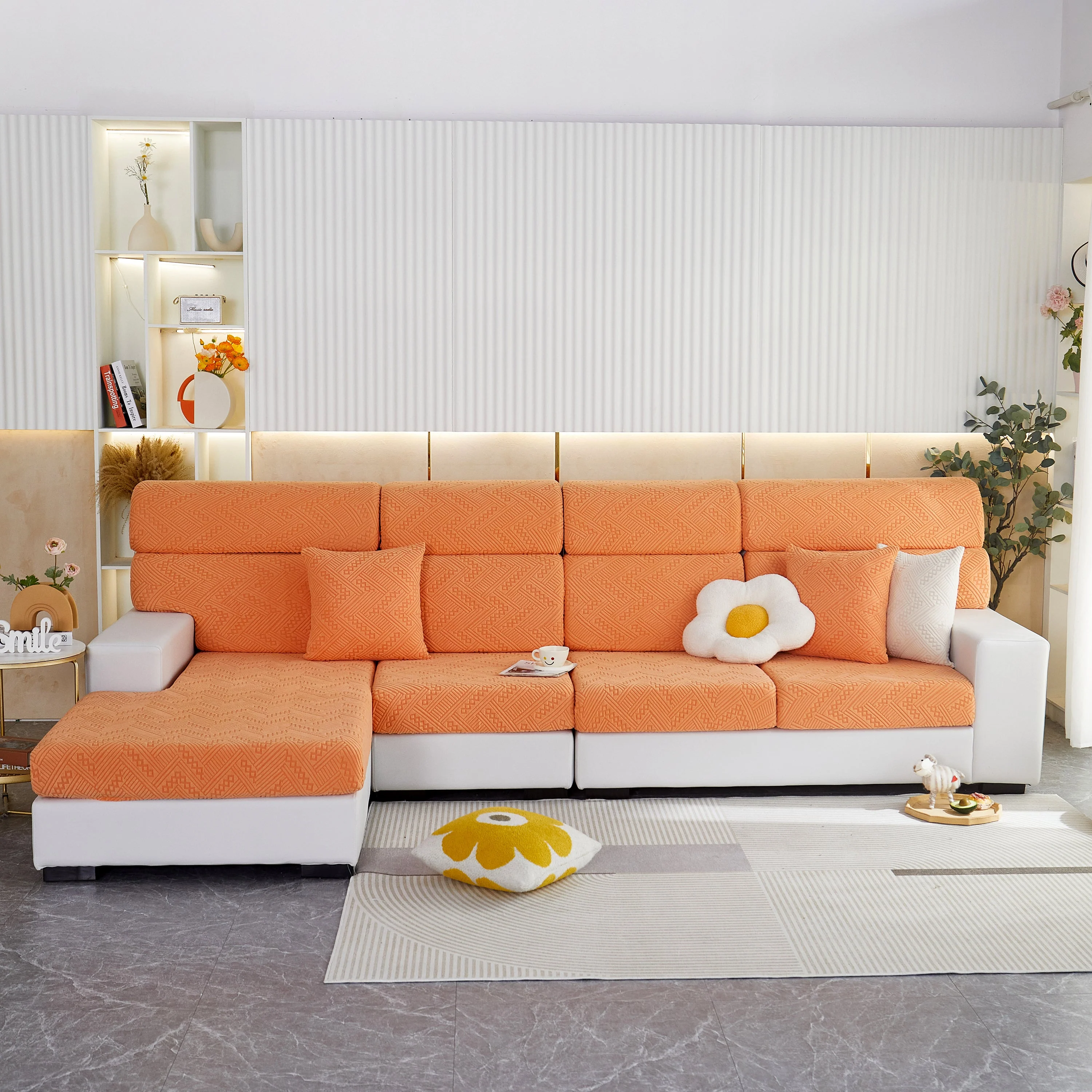 Stretch Jacquard Fleece Settee Cushion Covers, Stylish Non Slip Couch Cushion Covers for Sectional Sofas - Image 13