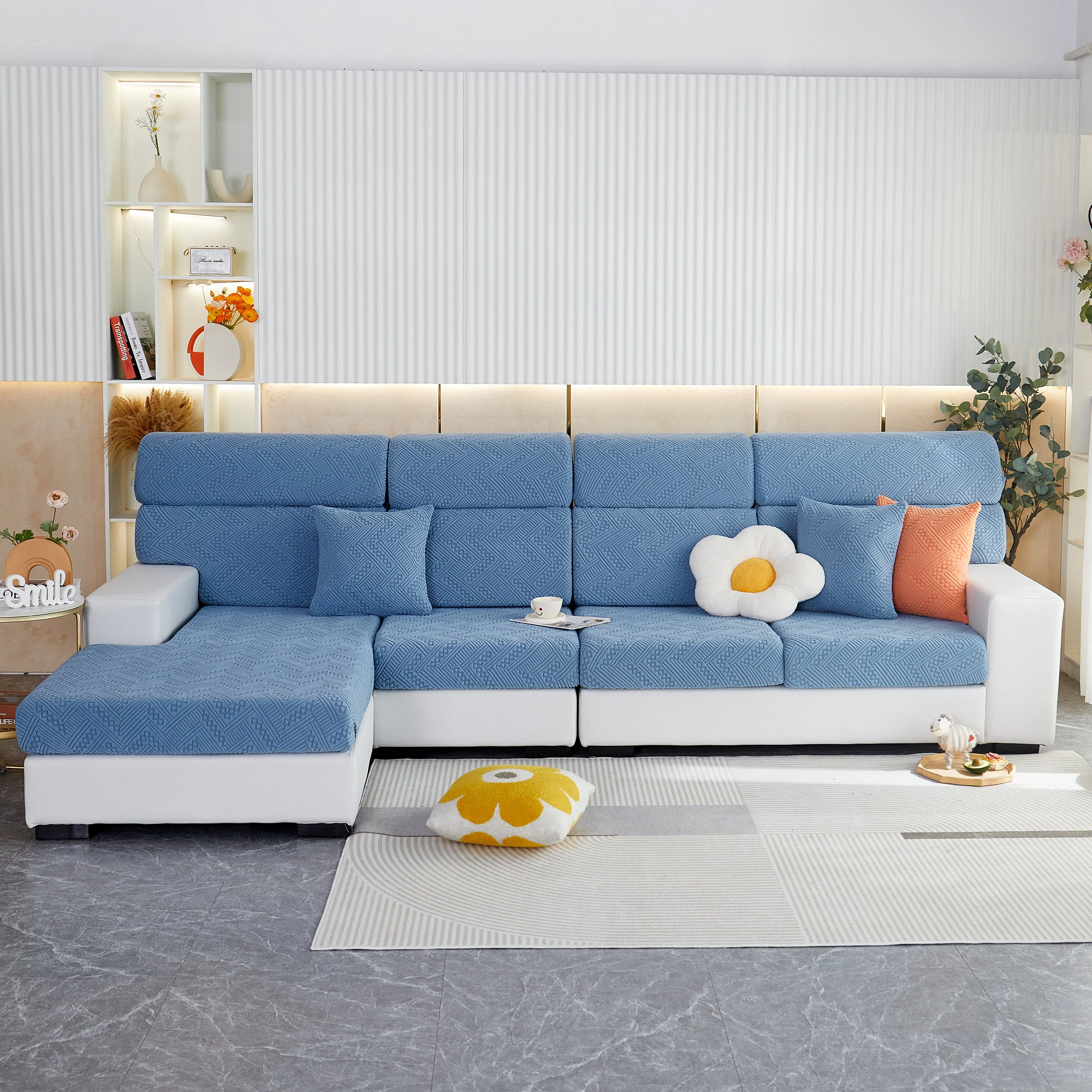 Stretch Jacquard Fleece Settee Cushion Covers, Stylish Non Slip Couch Cushion Covers for Sectional Sofas - Image 14