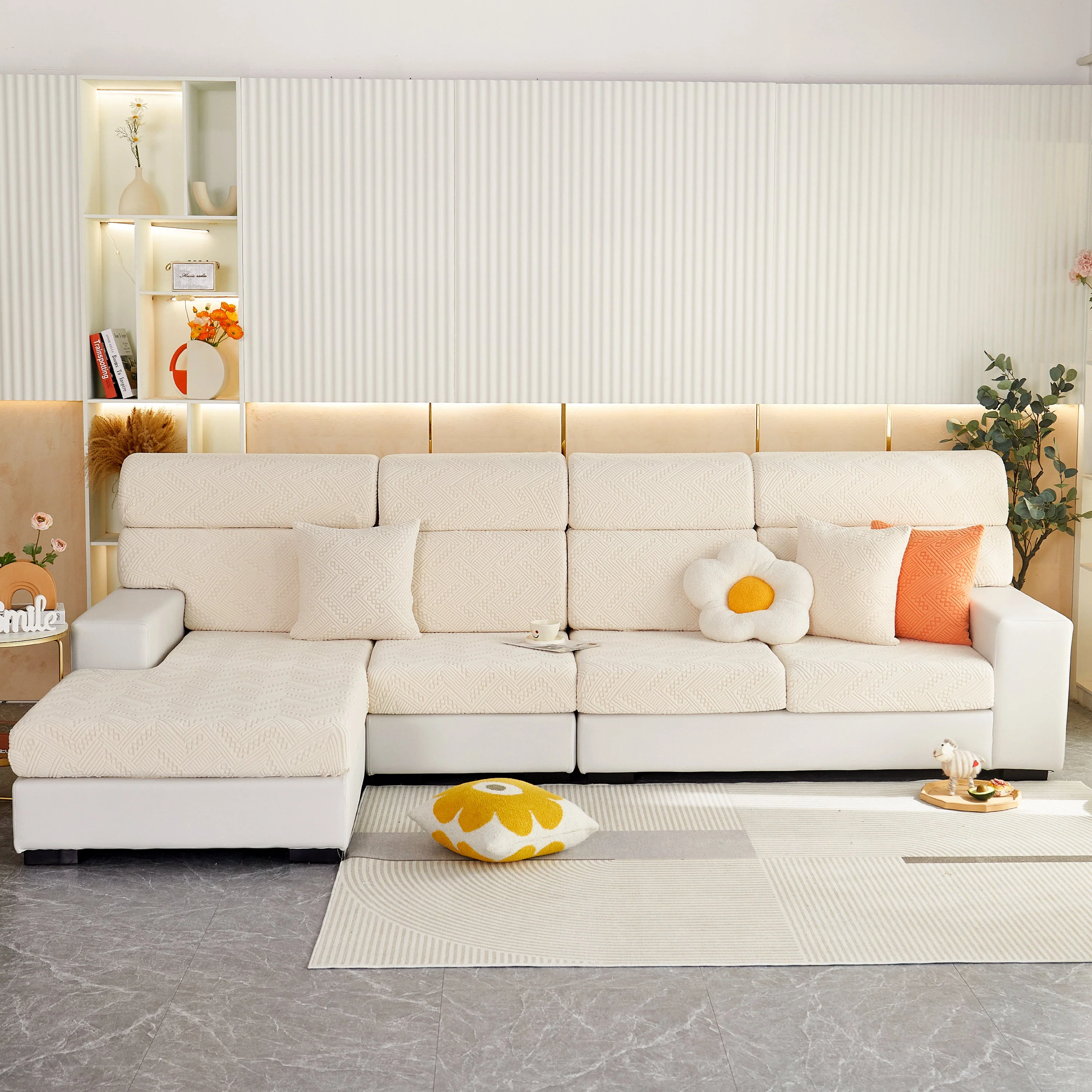 Stretch Jacquard Fleece Settee Cushion Covers, Stylish Non Slip Couch Cushion Covers for Sectional Sofas - Image 16