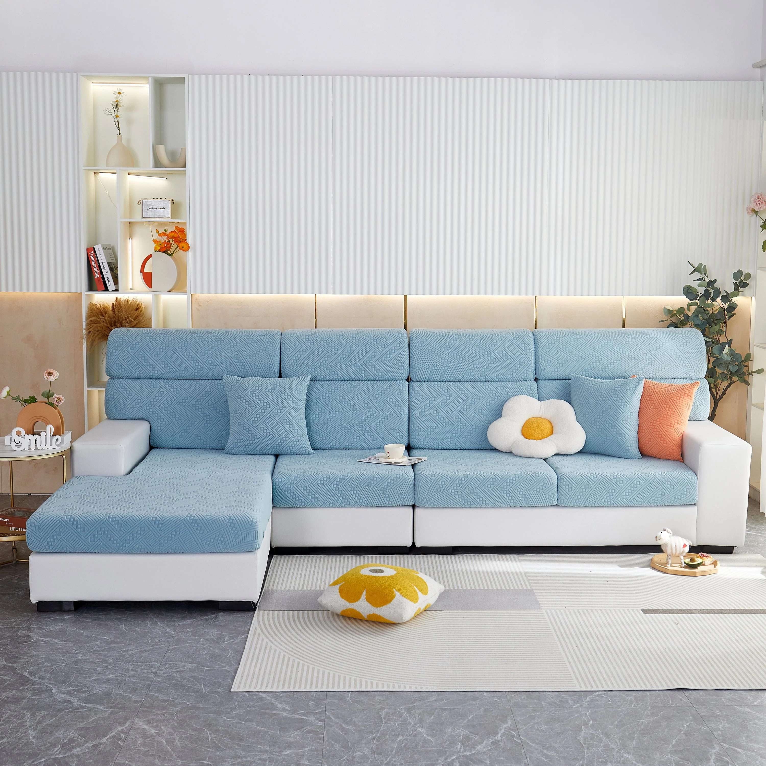 Stretch Jacquard Fleece Settee Cushion Covers, Stylish Non Slip Couch Cushion Covers for Sectional Sofas - Image 17