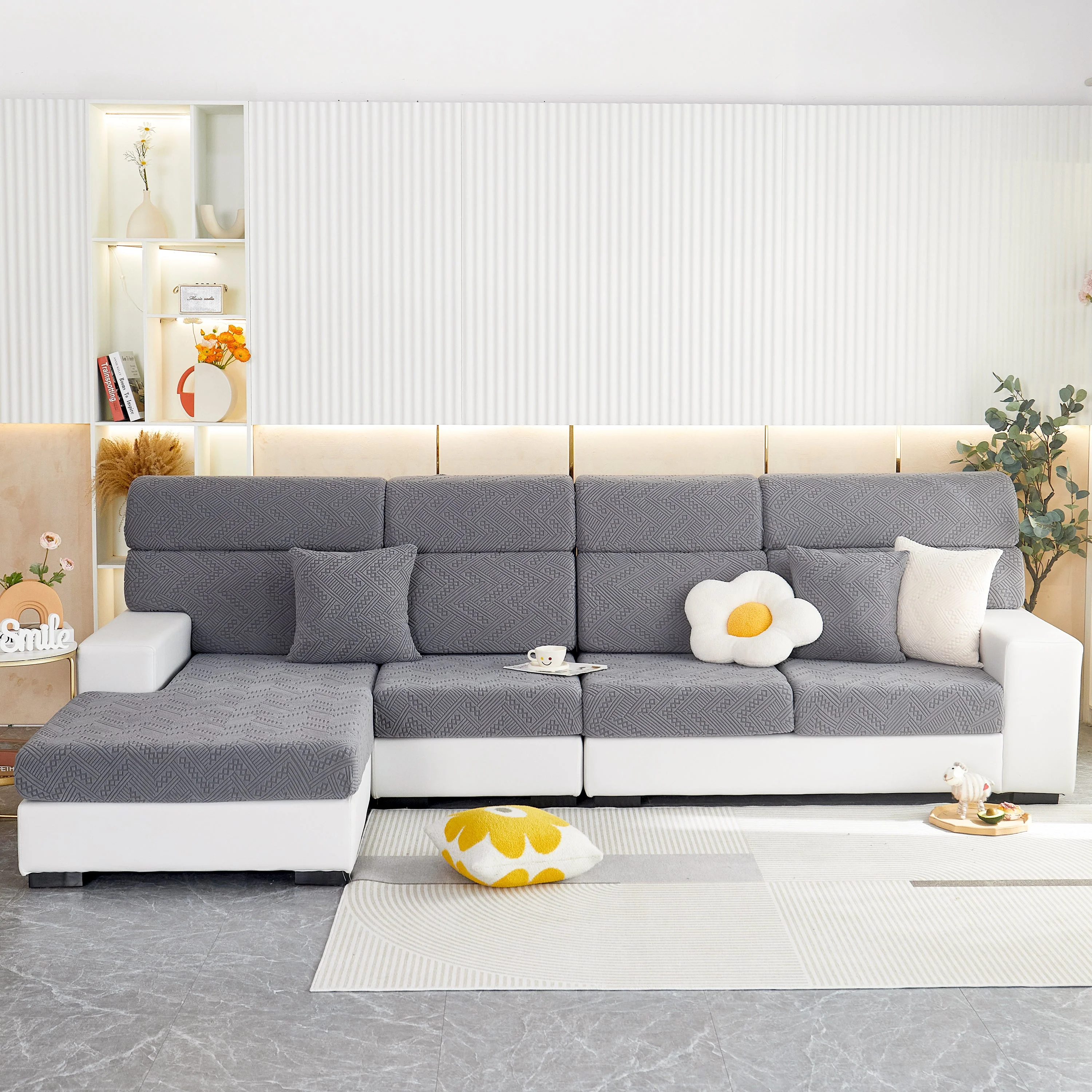 Stretch Jacquard Fleece Settee Cushion Covers, Stylish Non Slip Couch Cushion Covers for Sectional Sofas - Image 18