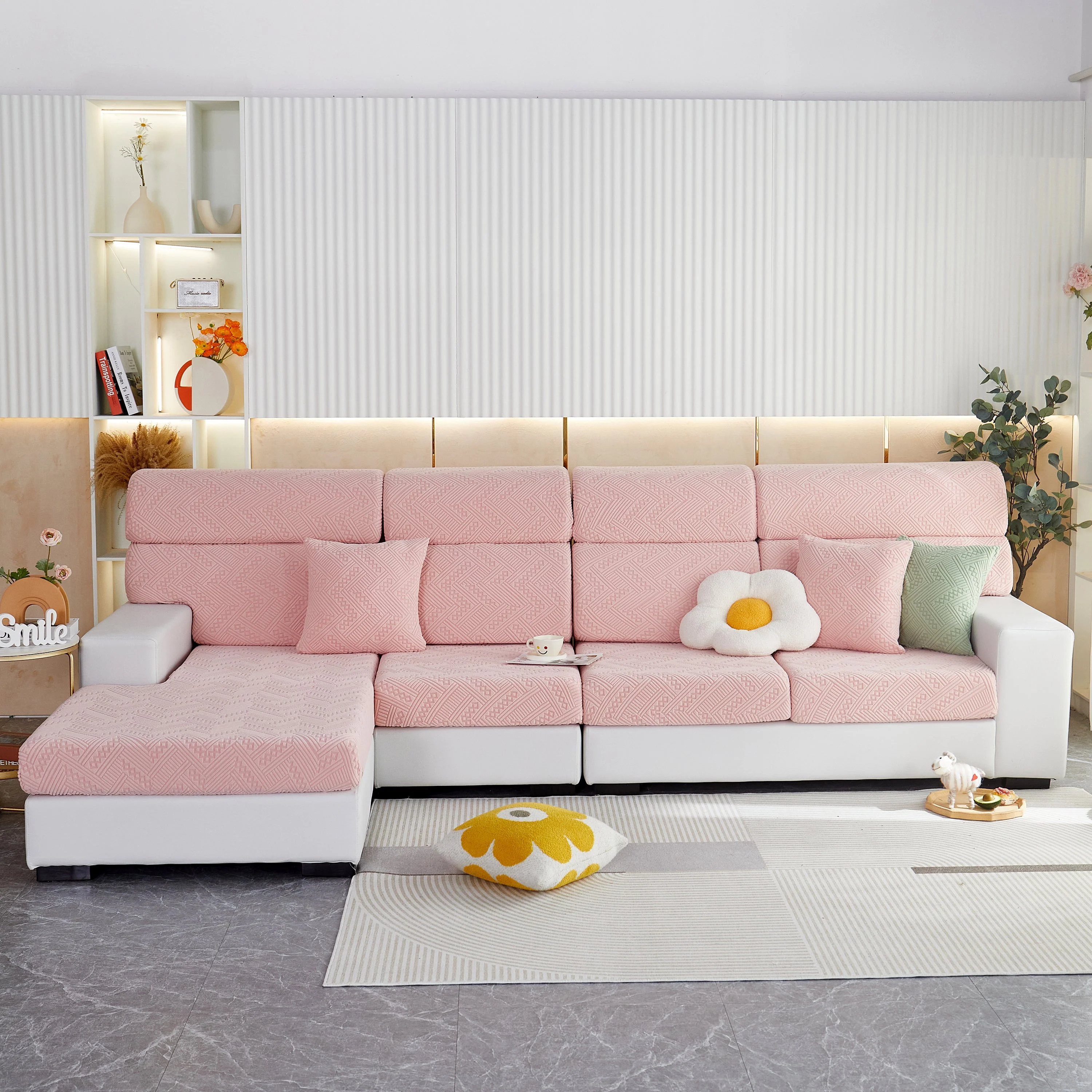 Stretch Jacquard Fleece Settee Cushion Covers, Stylish Non Slip Couch Cushion Covers for Sectional Sofas - Image 19