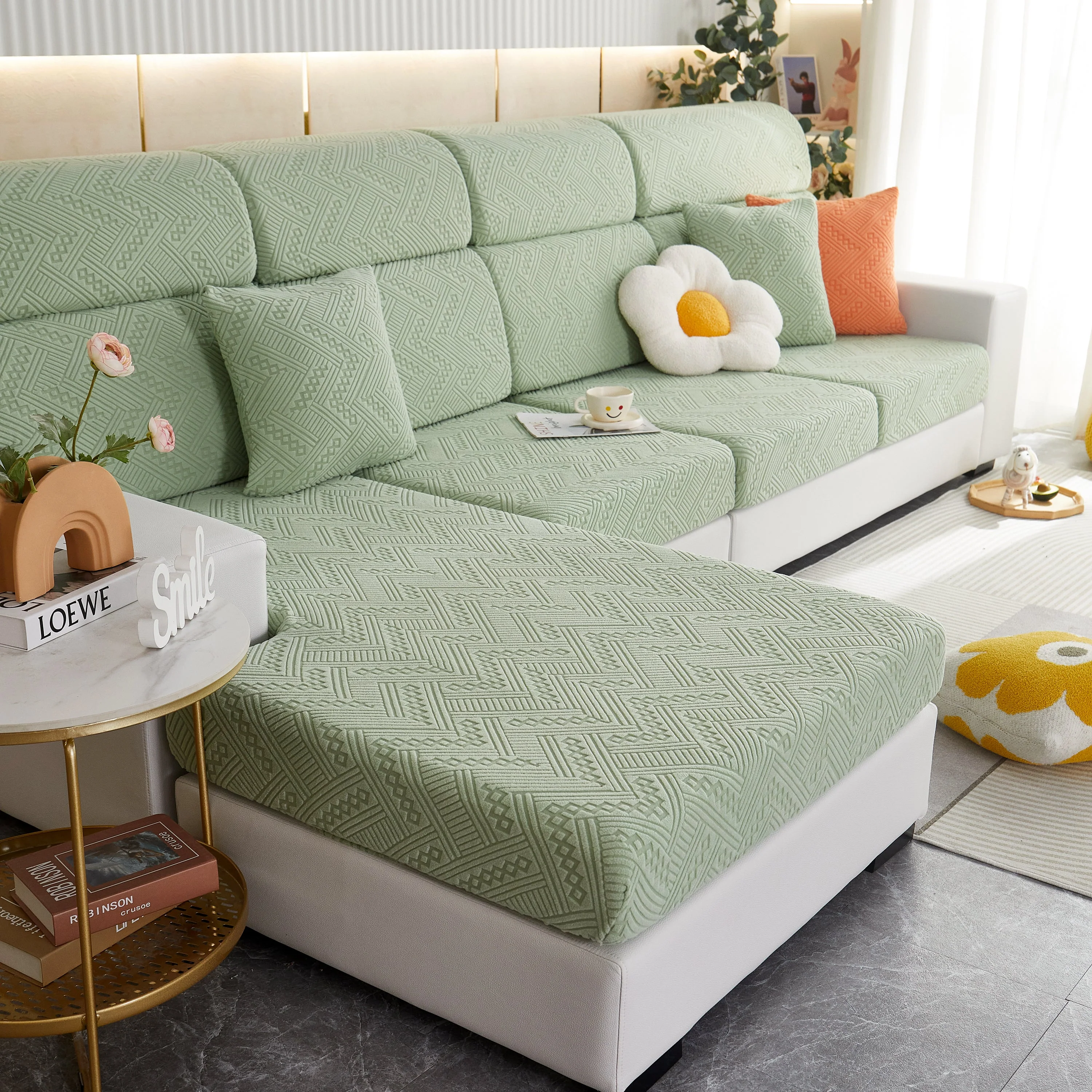Stretch Jacquard Fleece Settee Cushion Covers, Stylish Non Slip Couch Cushion Covers for Sectional Sofas - Image 20