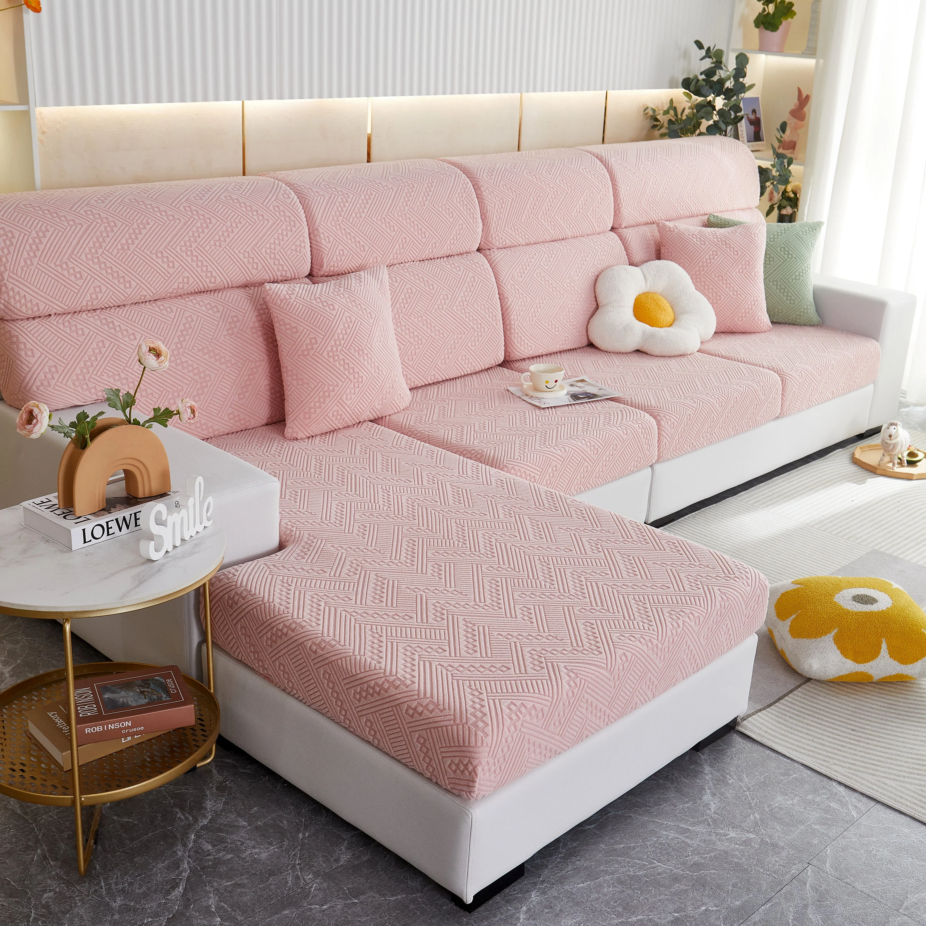 Stretch Jacquard Fleece Settee Cushion Covers, Stylish Non Slip Couch Cushion Covers for Sectional Sofas - Image 21