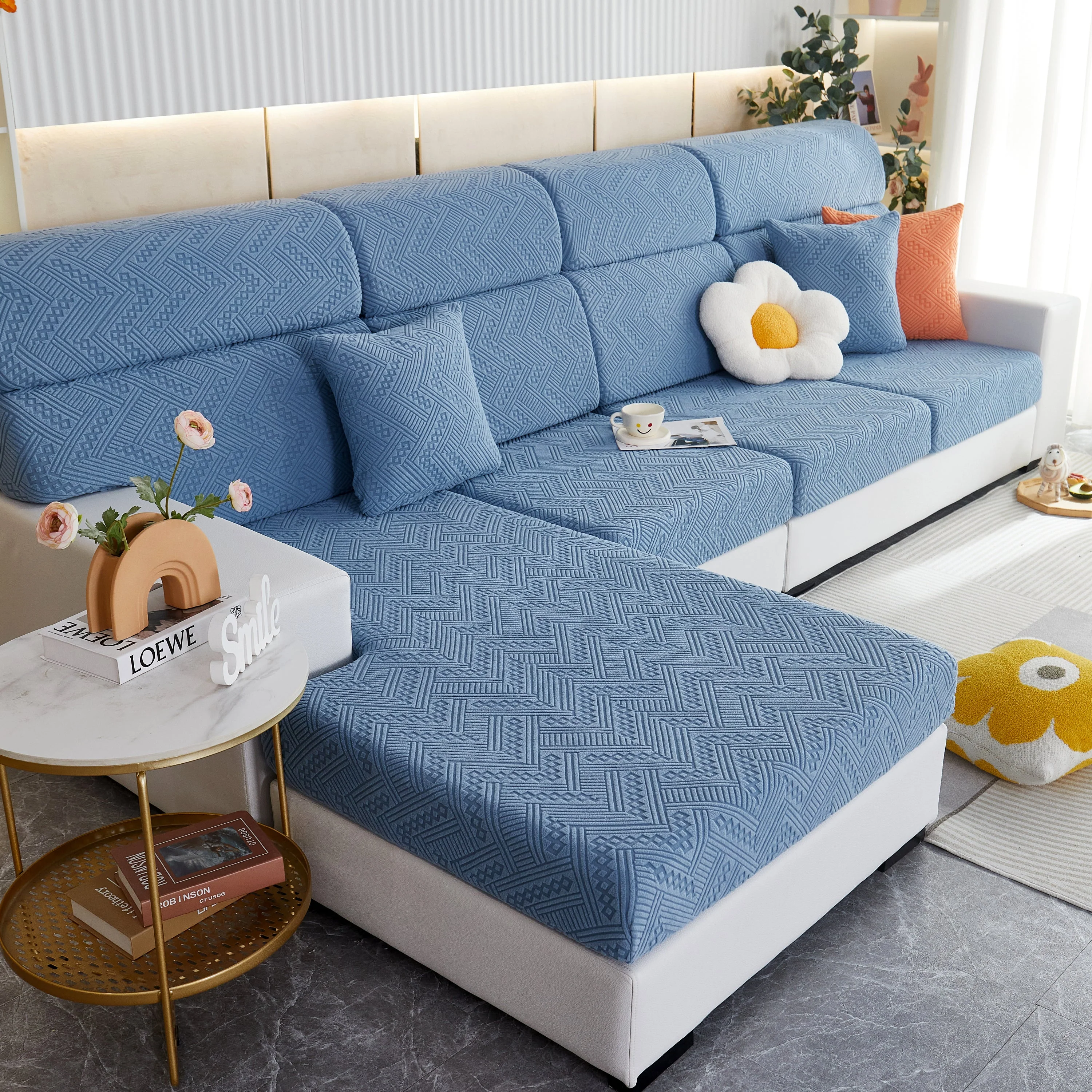 Stretch Jacquard Fleece Settee Cushion Covers, Stylish Non Slip Couch Cushion Covers for Sectional Sofas - Image 22