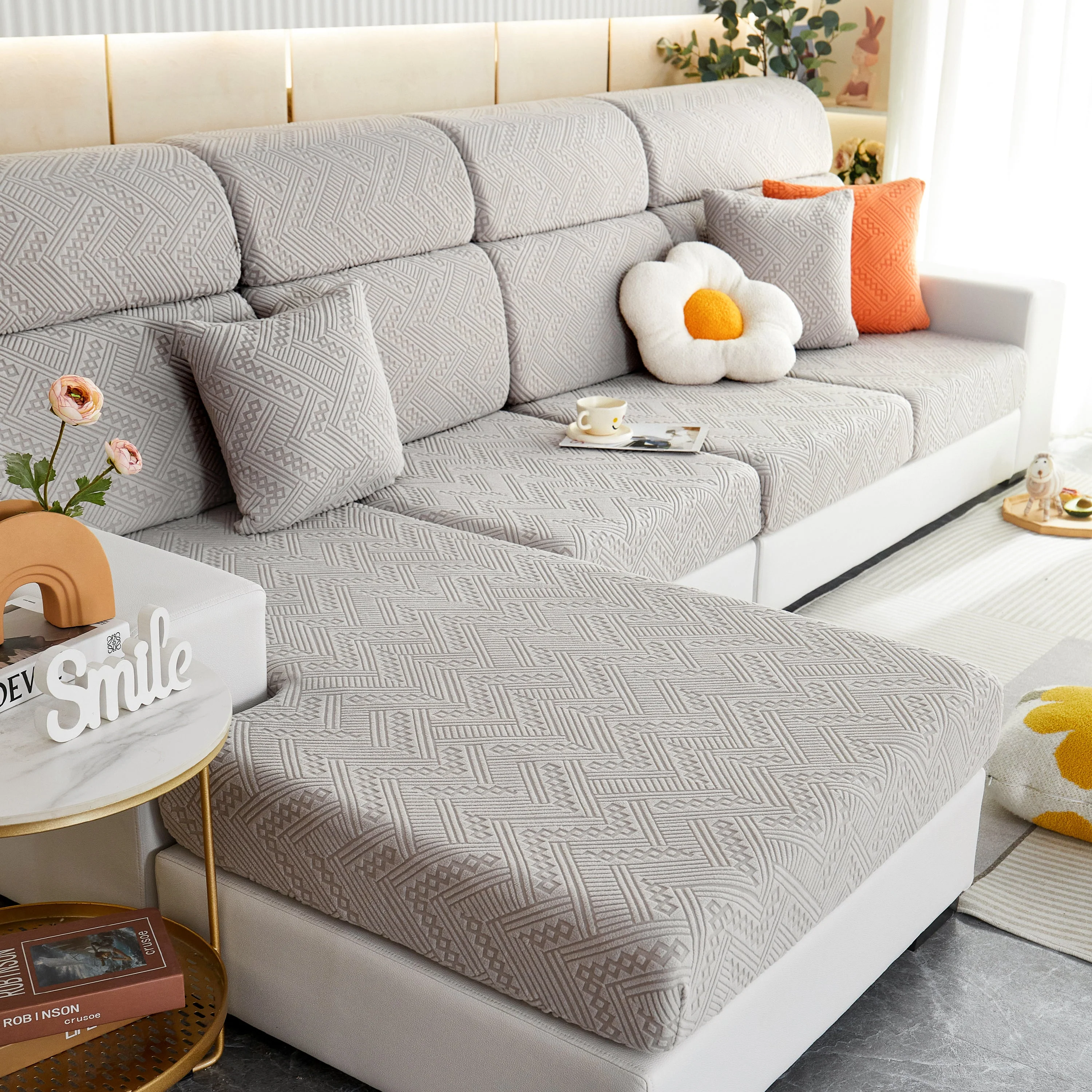 Stretch Jacquard Fleece Settee Cushion Covers, Stylish Non Slip Couch Cushion Covers for Sectional Sofas - Image 23