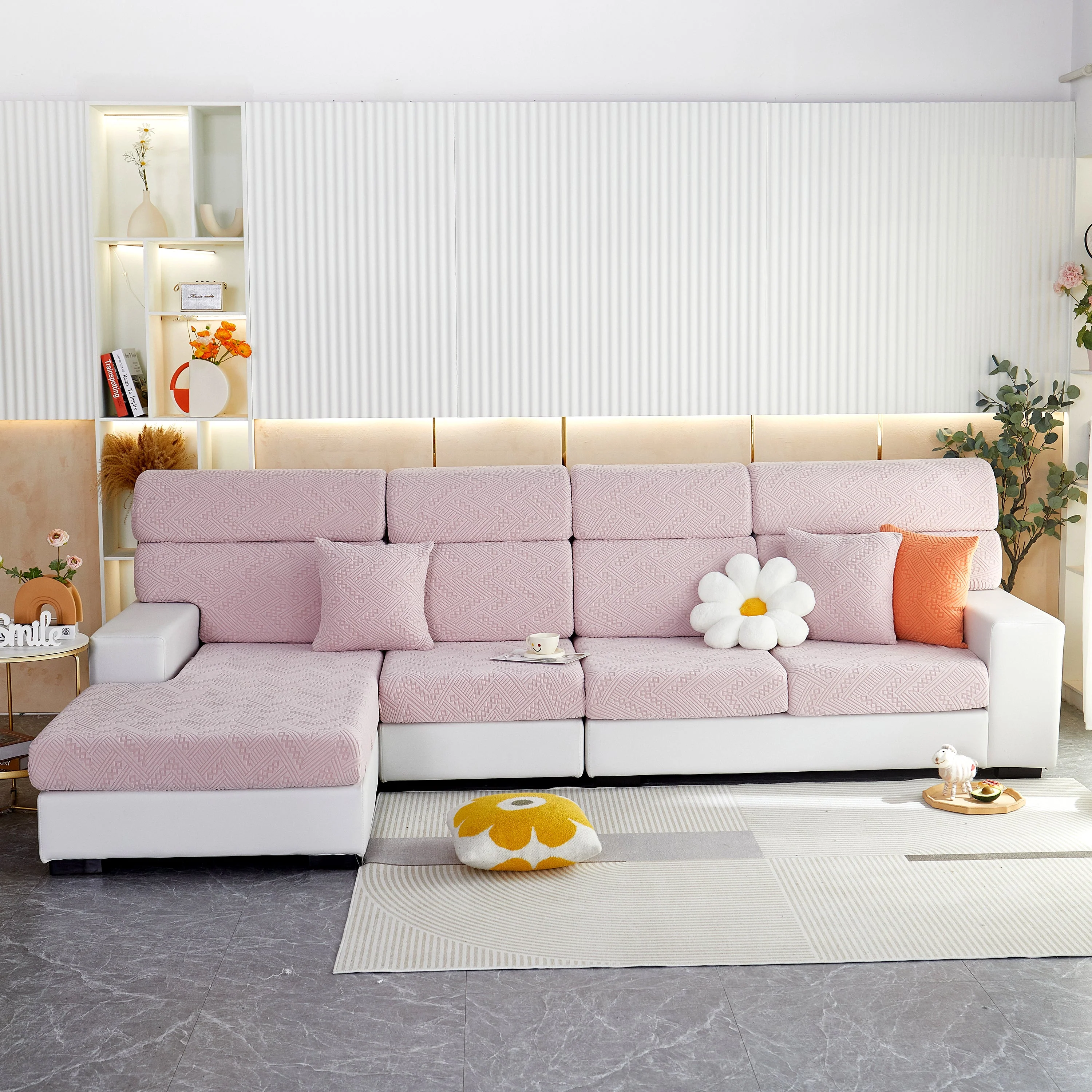 Stretch Jacquard Fleece Settee Cushion Covers, Stylish Non Slip Couch Cushion Covers for Sectional Sofas - Image 24