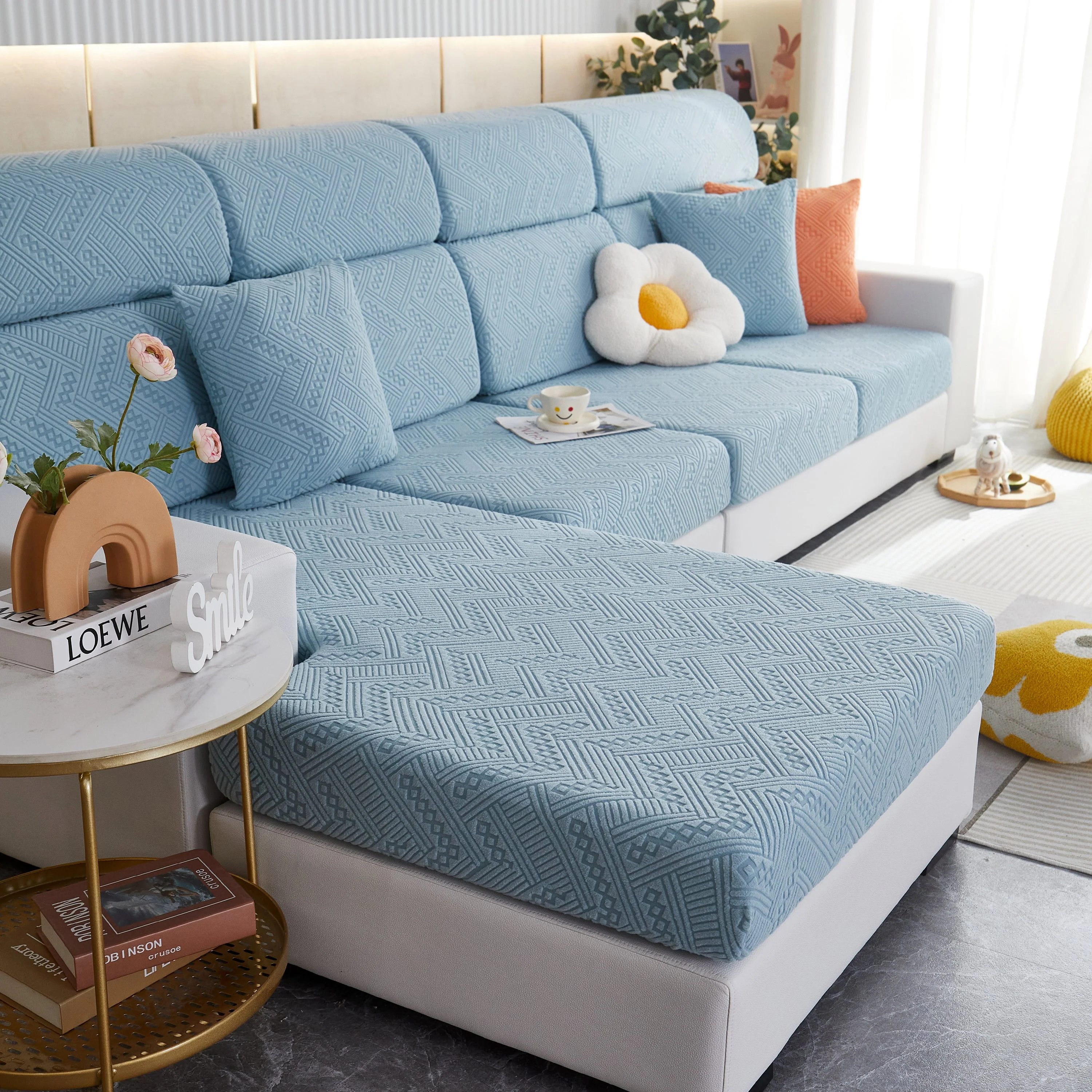 Stretch Jacquard Fleece Settee Cushion Covers, Stylish Non Slip Couch Cushion Covers for Sectional Sofas - Image 25