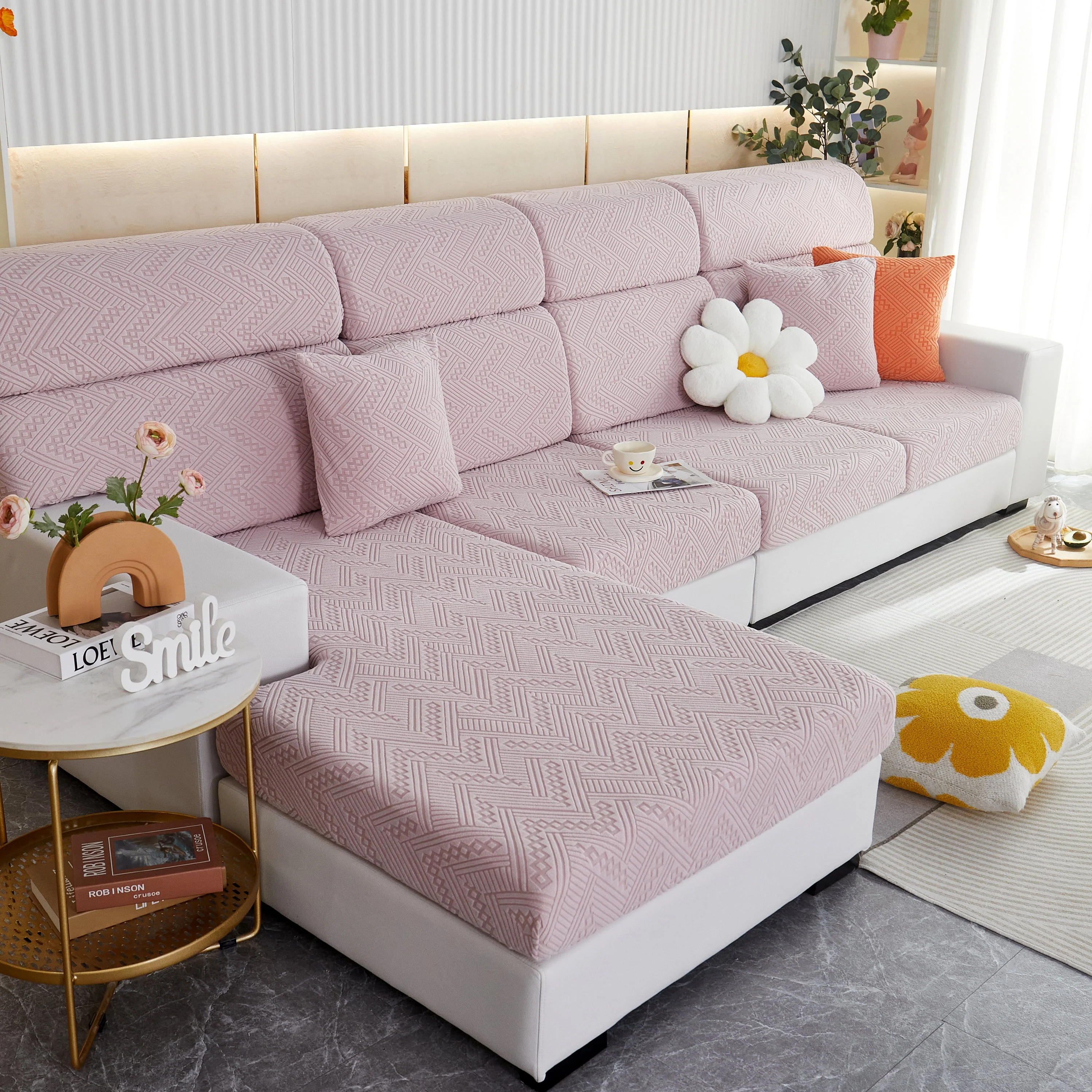Stretch Jacquard Fleece Settee Cushion Covers, Stylish Non Slip Couch Cushion Covers for Sectional Sofas - Image 28