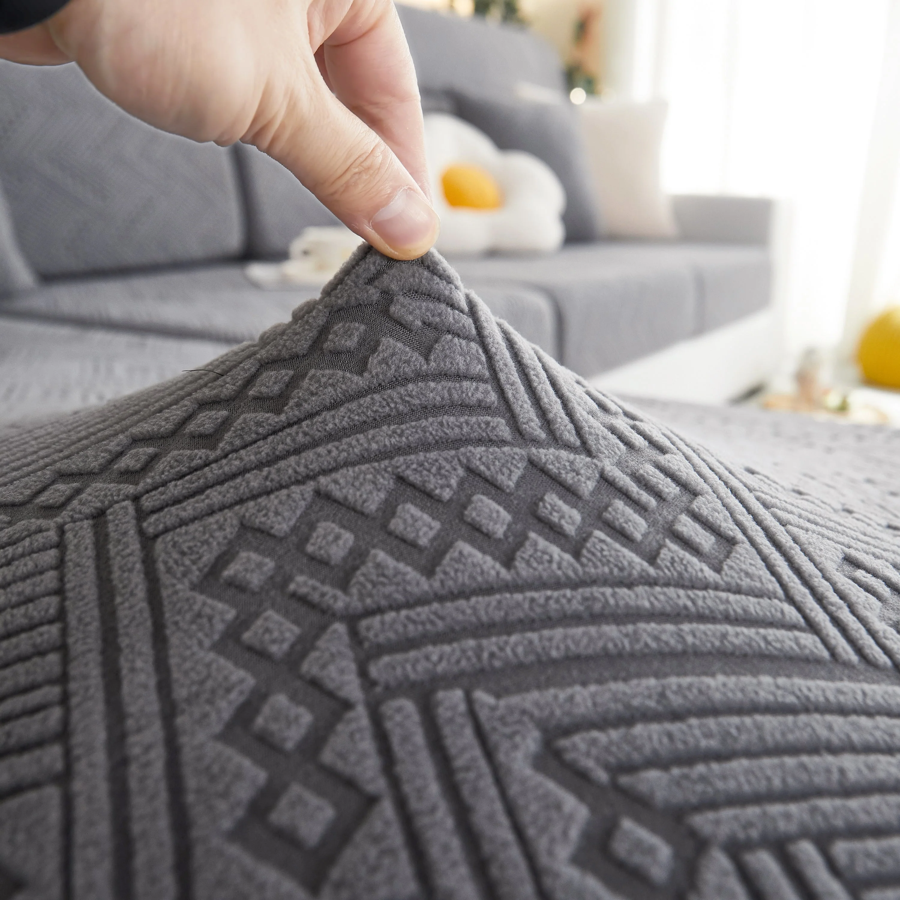 Stretch Jacquard Fleece Settee Cushion Covers, Stylish Non Slip Couch Cushion Covers for Sectional Sofas - Image 46