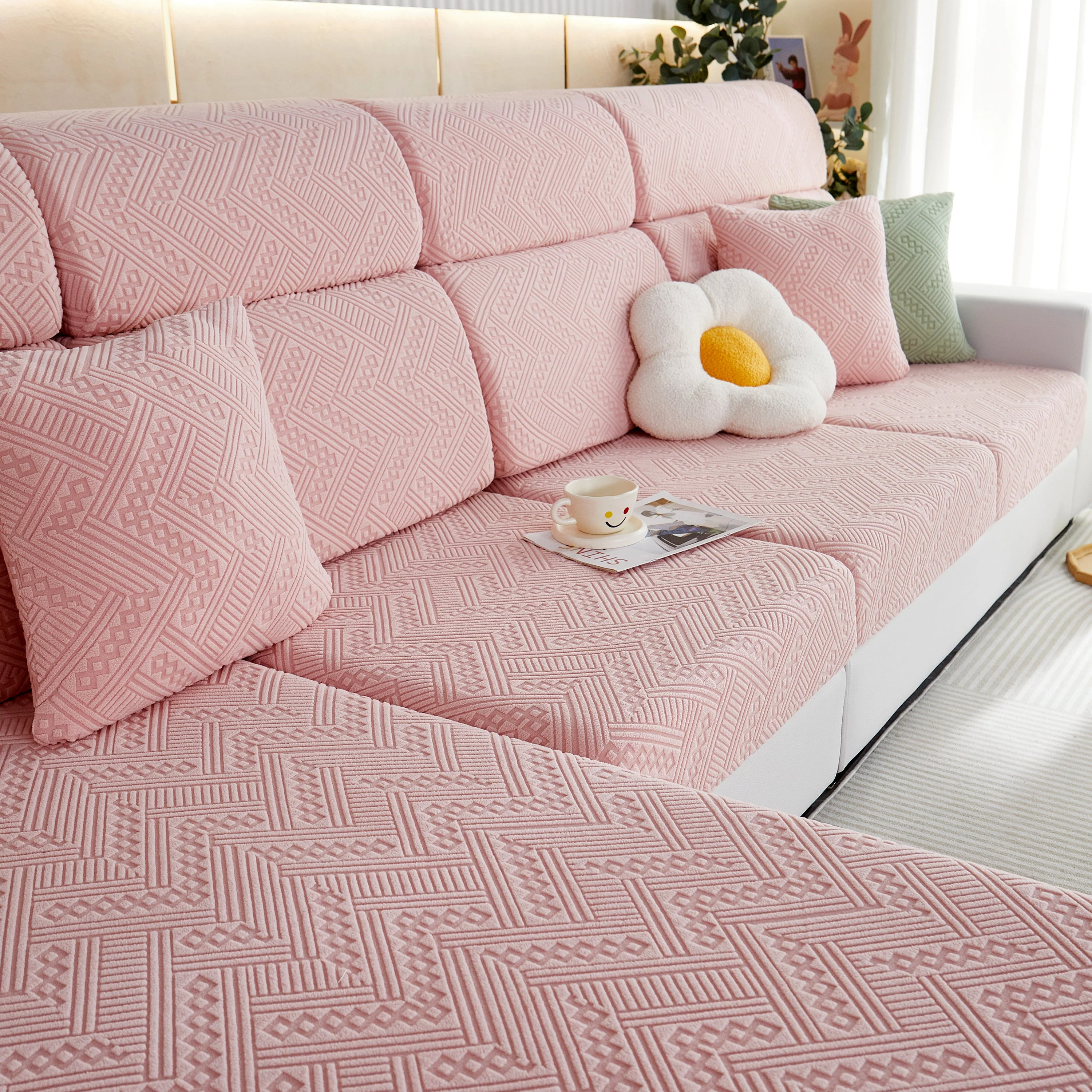 Stretch Jacquard Fleece Settee Cushion Covers, Stylish Non Slip Couch Cushion Covers for Sectional Sofas - Image 48