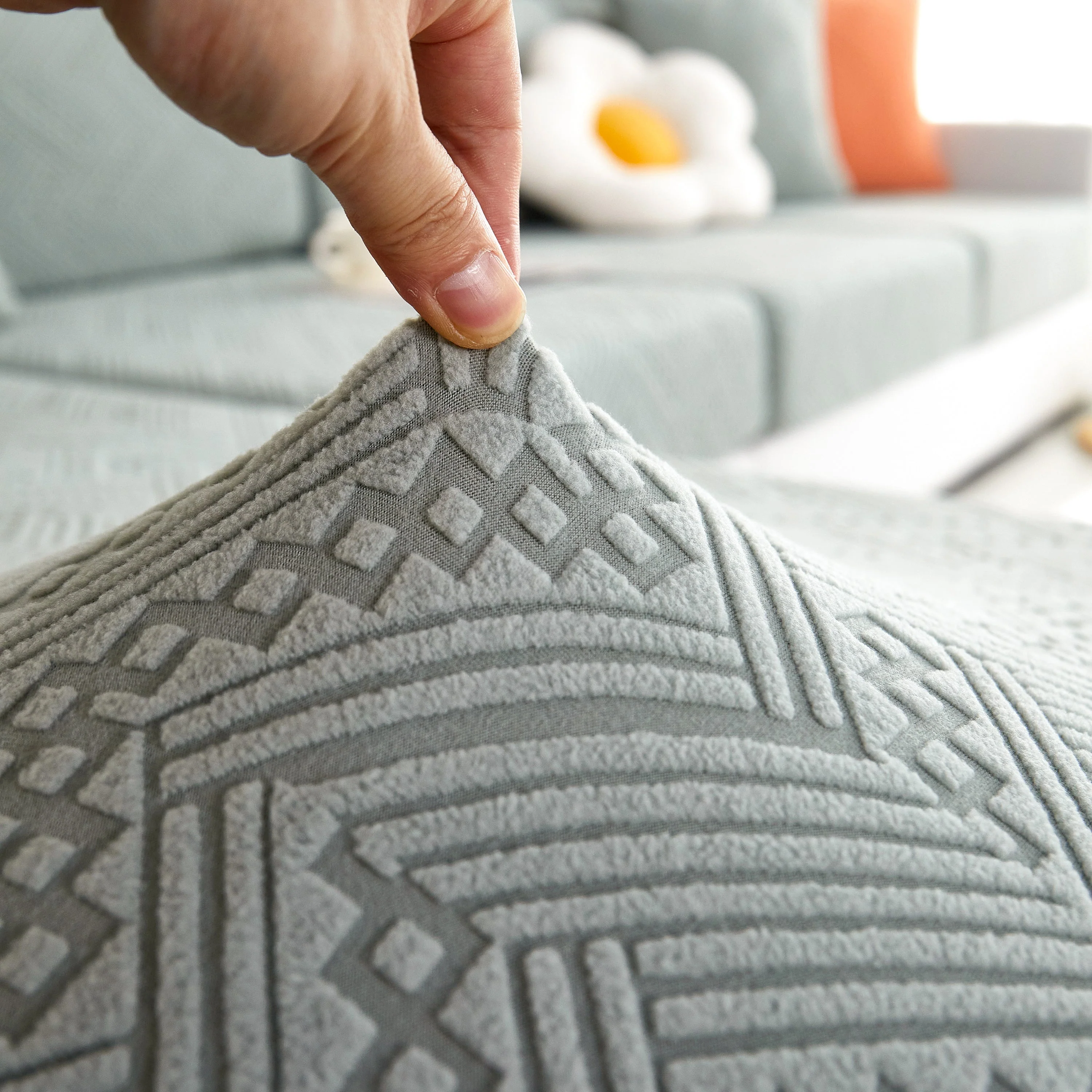 Stretch Jacquard Fleece Settee Cushion Covers, Stylish Non Slip Couch Cushion Covers for Sectional Sofas - Image 58