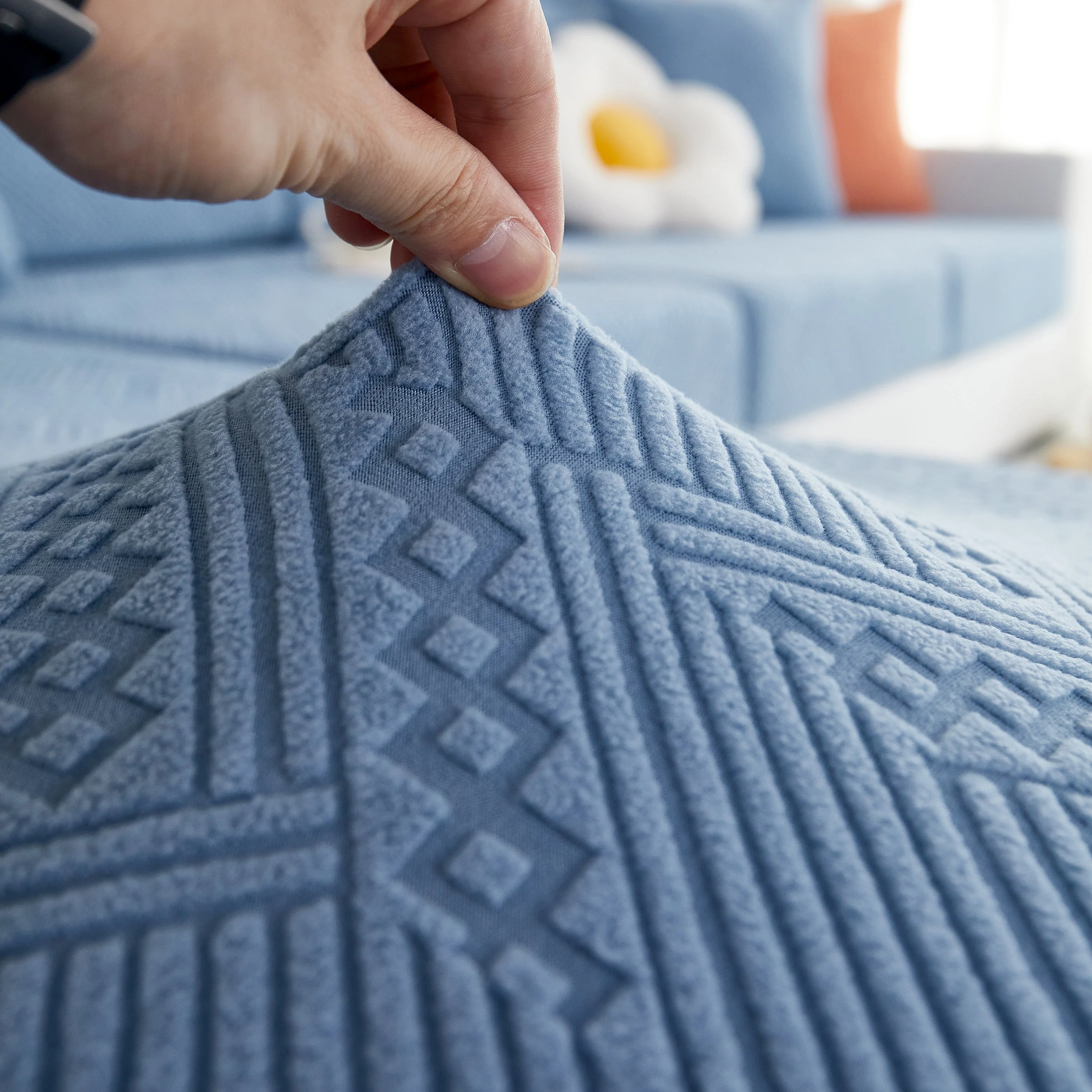 Stretch Jacquard Fleece Settee Cushion Covers, Stylish Non Slip Couch Cushion Covers for Sectional Sofas - Image 71