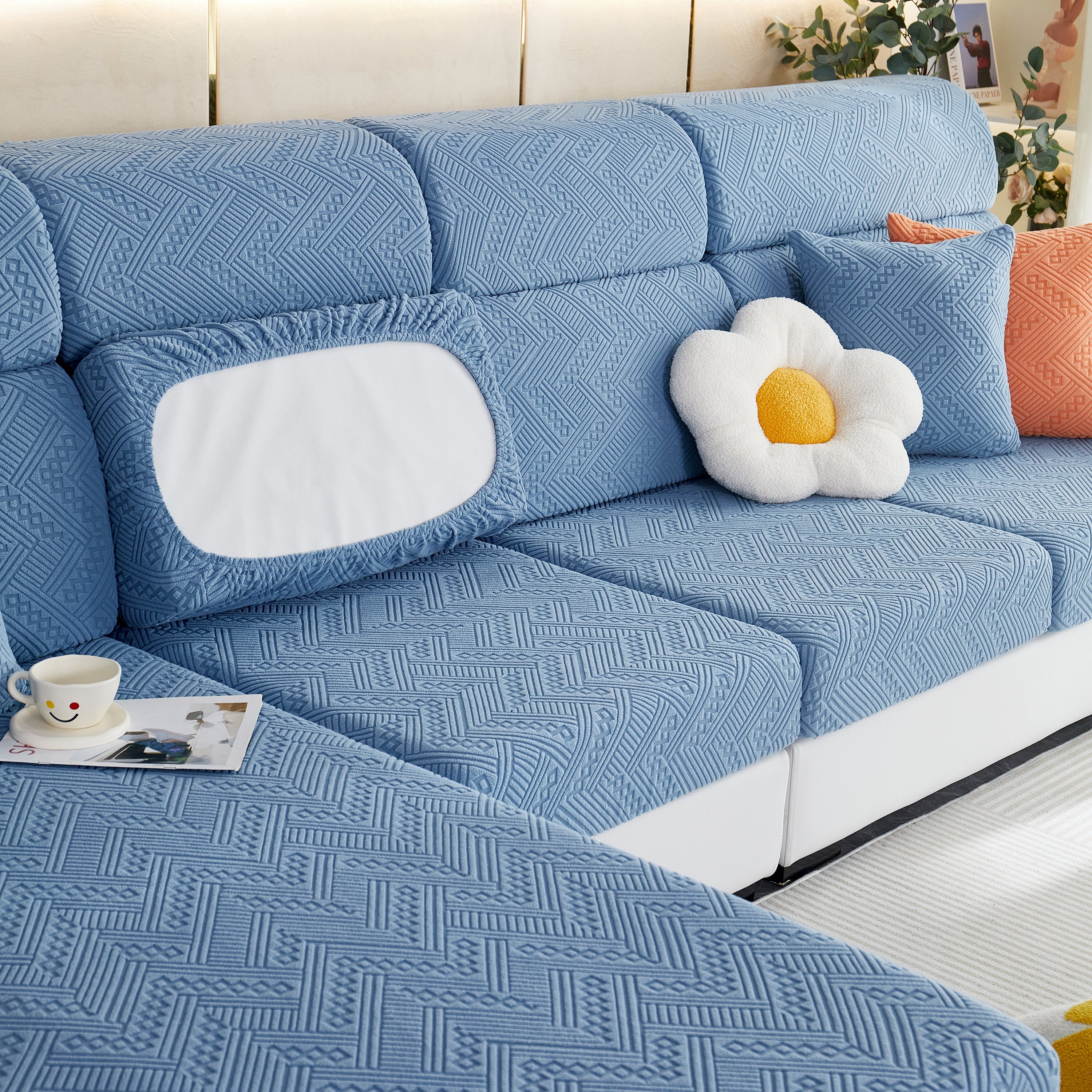 Stretch Jacquard Fleece Settee Cushion Covers, Stylish Non Slip Couch Cushion Covers for Sectional Sofas - Image 72