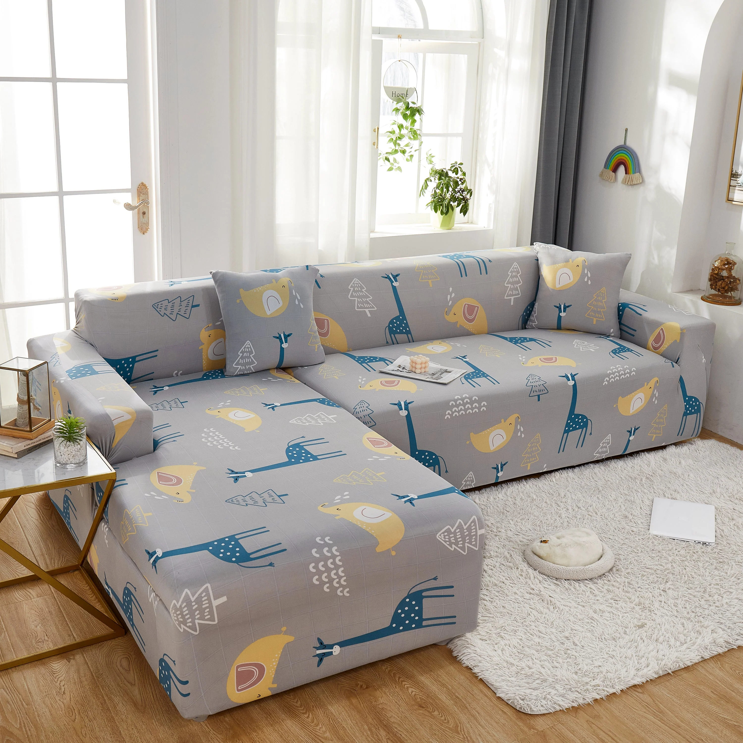 Stretch Slipcover for L Shape Sectional Sofa, Durable & Washable Furniture Protector with Elastic Bottom - Great for Pets & Kids - Image 9