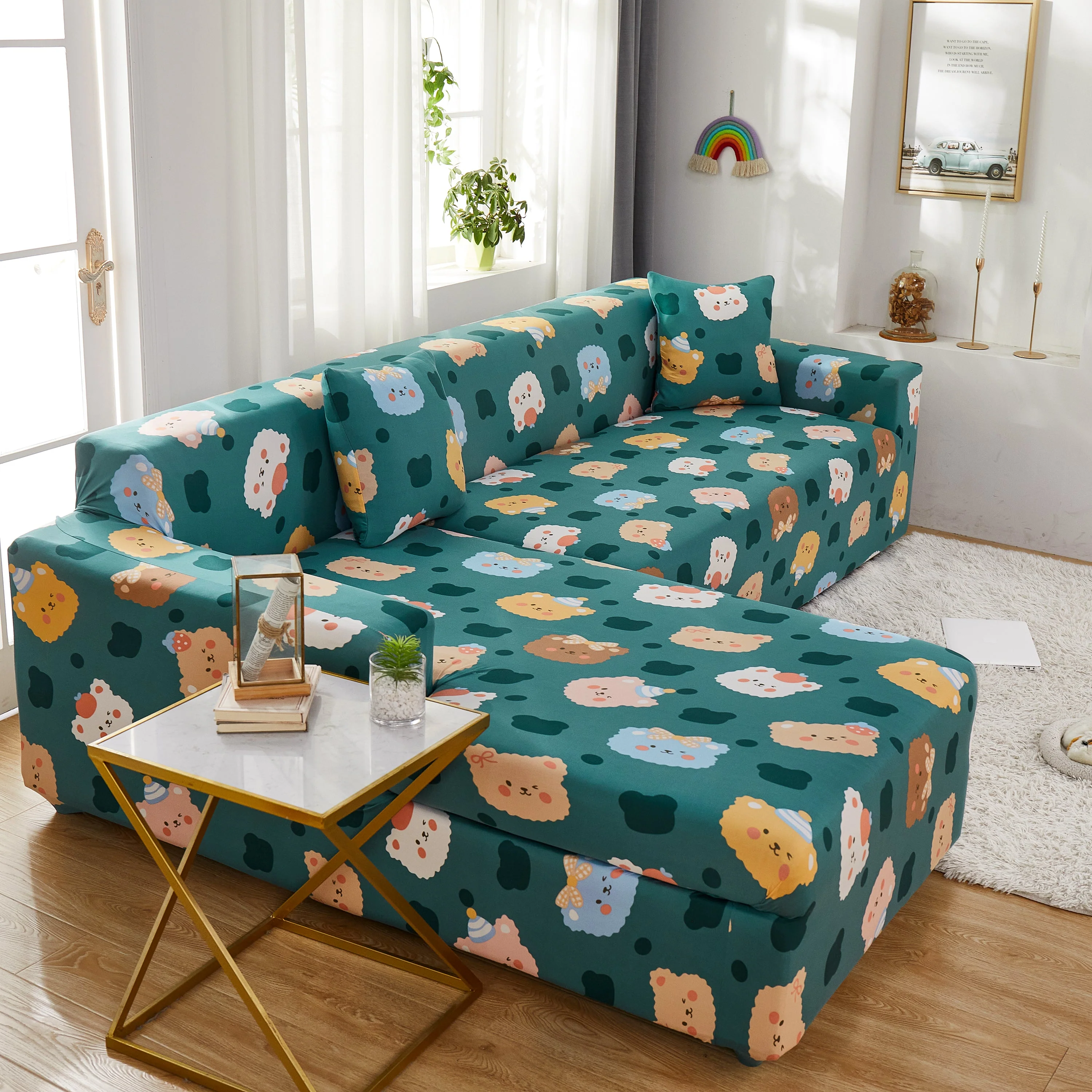 Stretch Sofa Covers for Sectional Couch, Washable Non Slip Slipcovers with Pillowcases - Image 10