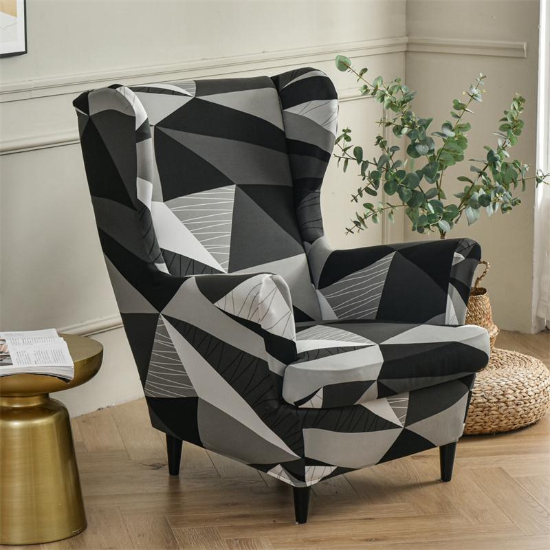 Stretch Spandex Nordic Floral Removable Wing Chair Cover, Relaxing Seat Covers Slipcovers for Armchairs - Image 12
