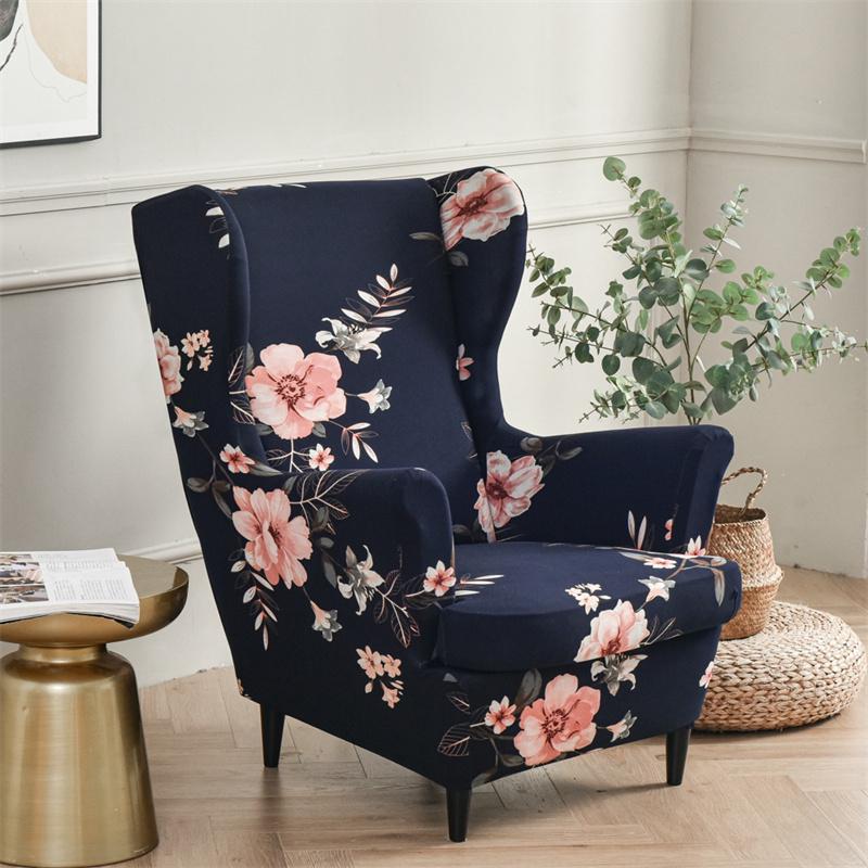 Stretch Spandex Nordic Floral Removable Wing Chair Cover, Relaxing Seat Covers Slipcovers for Armchairs - Image 16