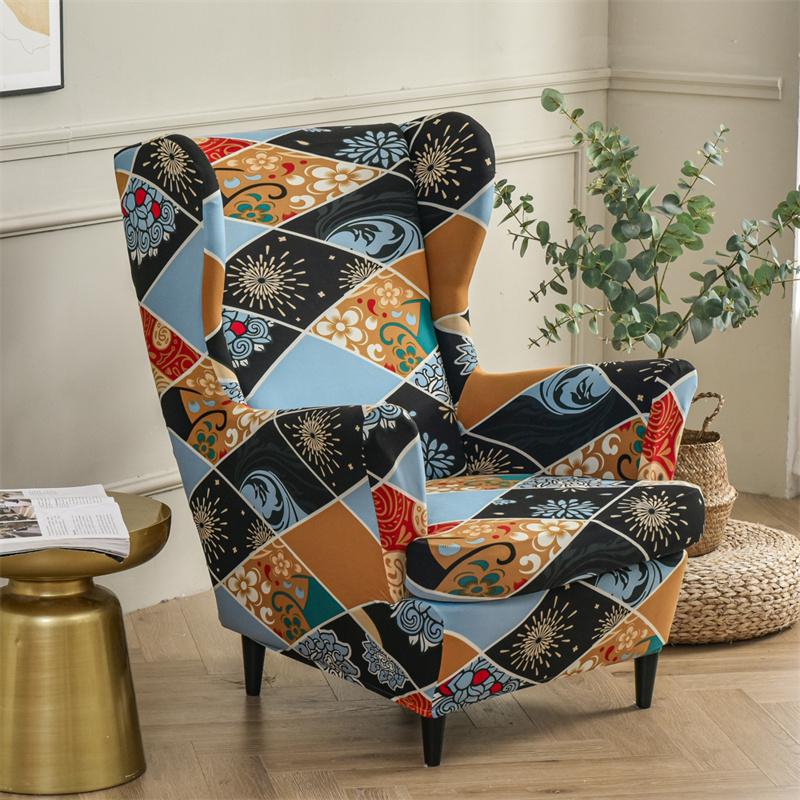 Stretch Spandex Nordic Floral Removable Wing Chair Cover, Relaxing Seat Covers Slipcovers for Armchairs - Image 17