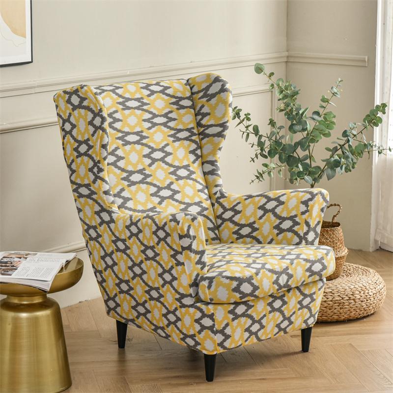 Stretch Spandex Nordic Floral Removable Wing Chair Cover, Relaxing Seat Covers Slipcovers for Armchairs - Image 19
