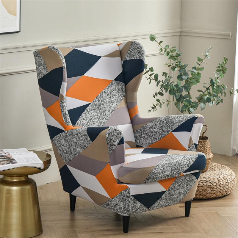 Stretch Spandex Nordic Floral Removable Wing Chair Cover, Relaxing Seat Covers Slipcovers for Armchairs - Image 23