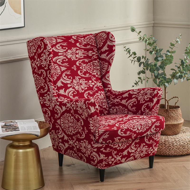 Stretch Spandex Nordic Floral Removable Wing Chair Cover, Relaxing Seat Covers Slipcovers for Armchairs - Image 25