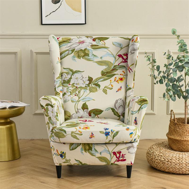 Stretch Spandex Nordic Floral Removable Wing Chair Cover, Relaxing Seat Covers Slipcovers for Armchairs - Image 3