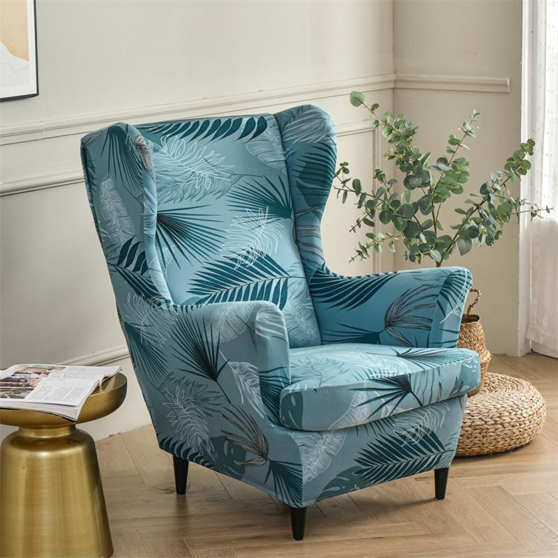 Stretch Spandex Nordic Floral Removable Wing Chair Cover, Relaxing Seat Covers Slipcovers for Armchairs - Image 43