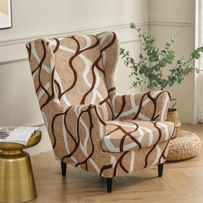Stretch Spandex Nordic Floral Removable Wing Chair Cover, Relaxing Seat Covers Slipcovers for Armchairs - Image 44