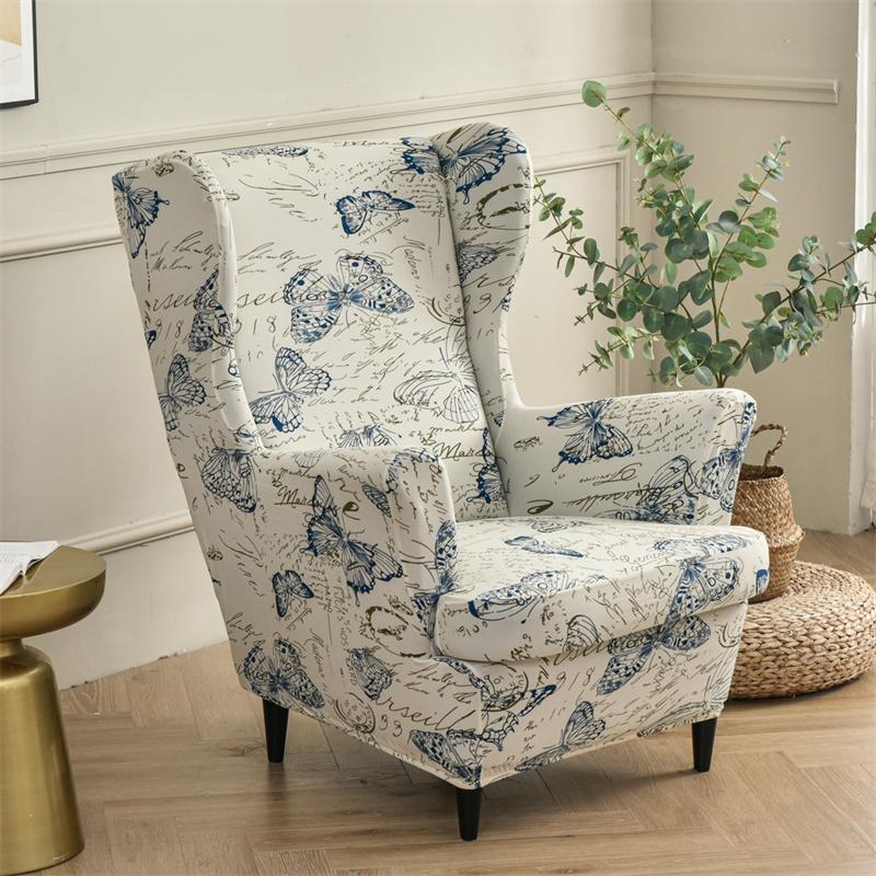 Stretch Spandex Nordic Floral Removable Wing Chair Cover, Relaxing Seat Covers Slipcovers for Armchairs - Image 45