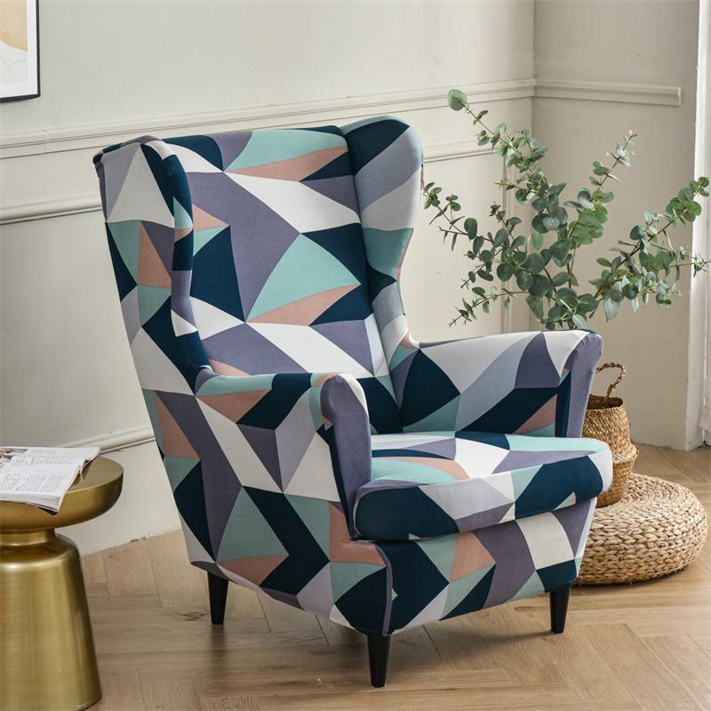 Stretch Spandex Nordic Floral Removable Wing Chair Cover, Relaxing Seat Covers Slipcovers for Armchairs - Image 48