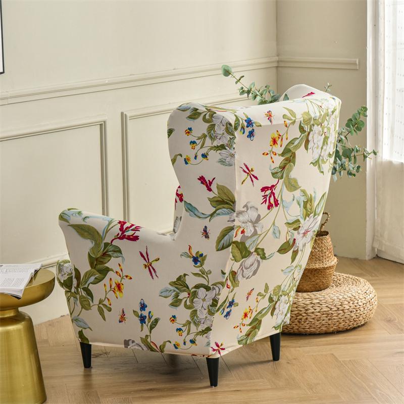 Stretch Spandex Nordic Floral Removable Wing Chair Cover, Relaxing Seat Covers Slipcovers for Armchairs - Image 5