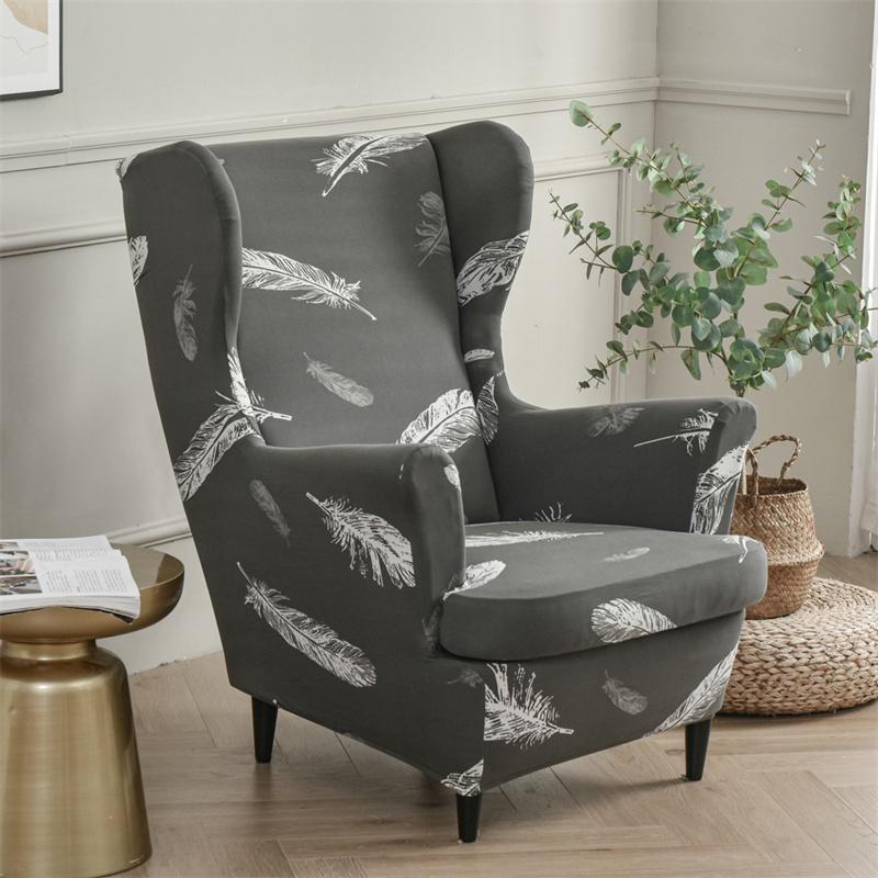 Stretch Spandex Nordic Floral Removable Wing Chair Cover, Relaxing Seat Covers Slipcovers for Armchairs - Image 52