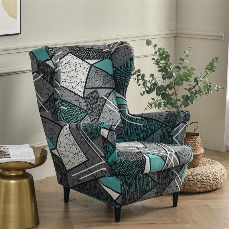 Stretch Spandex Nordic Floral Removable Wing Chair Cover, Relaxing Seat Covers Slipcovers for Armchairs - Image 54