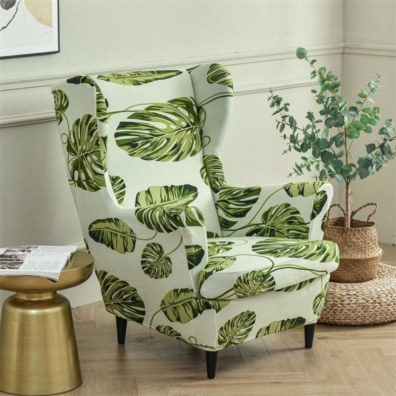 Stretch Spandex Nordic Floral Removable Wing Chair Cover, Relaxing Seat Covers Slipcovers for Armchairs - Image 55