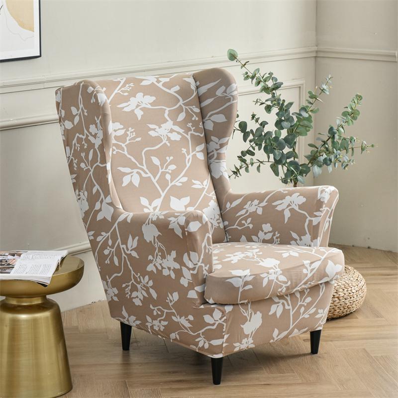 Stretch Spandex Nordic Floral Removable Wing Chair Cover, Relaxing Seat Covers Slipcovers for Armchairs - Image 56