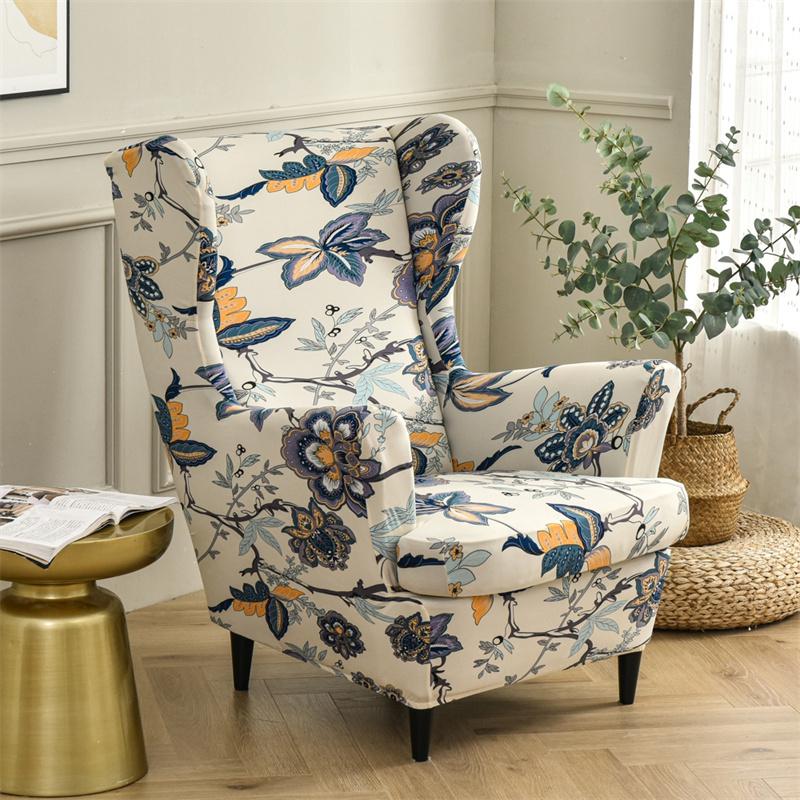 Stretch Spandex Nordic Floral Removable Wing Chair Cover, Relaxing Seat Covers Slipcovers for Armchairs - Image 7