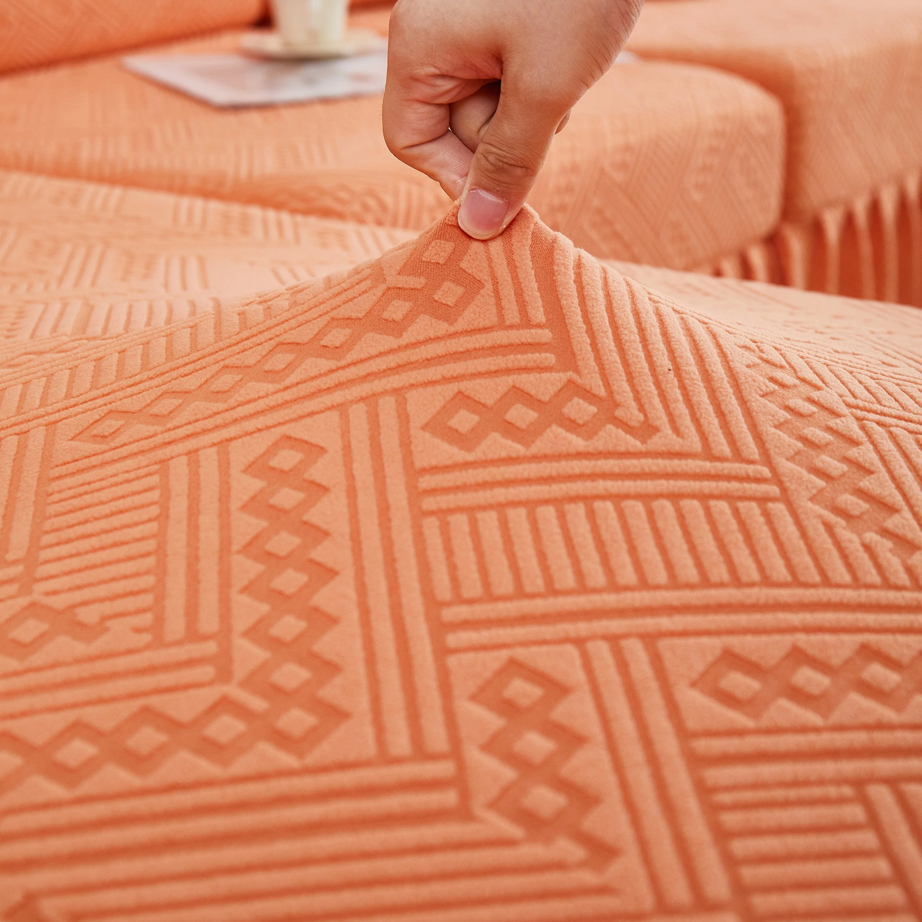 Stretchable Chaise Lounge Sofa Covers and Couch Seat Covers with Skirt for Sectional Couches - Image 100