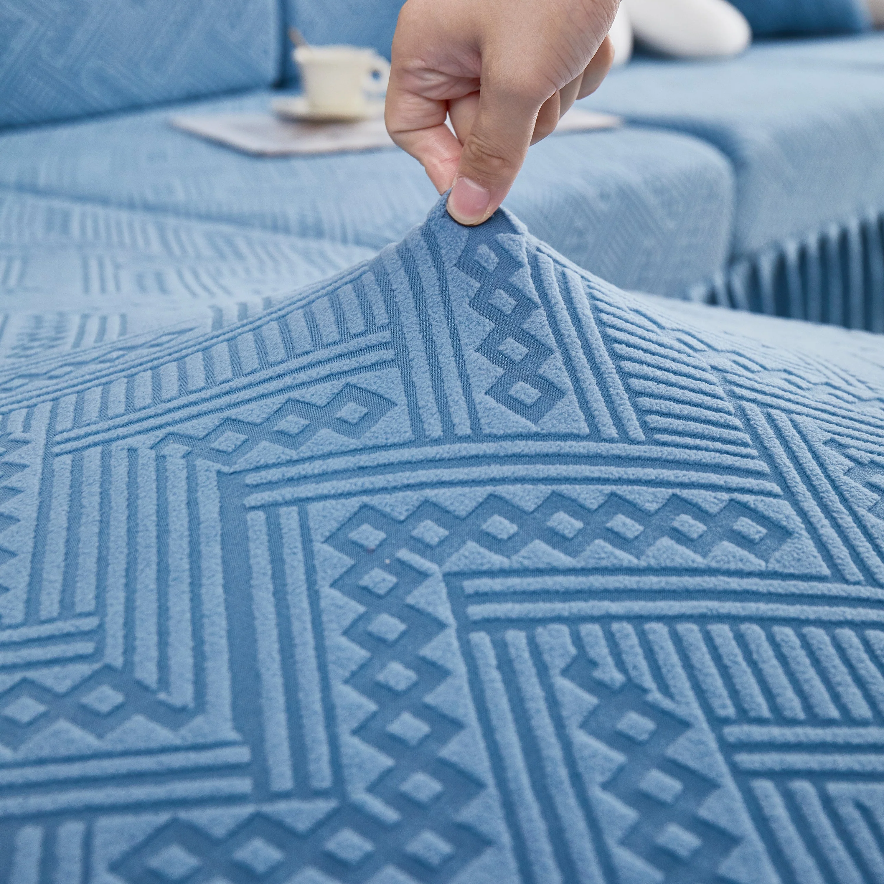 Stretchable Chaise Lounge Sofa Covers and Couch Seat Covers with Skirt for Sectional Couches - Image 120