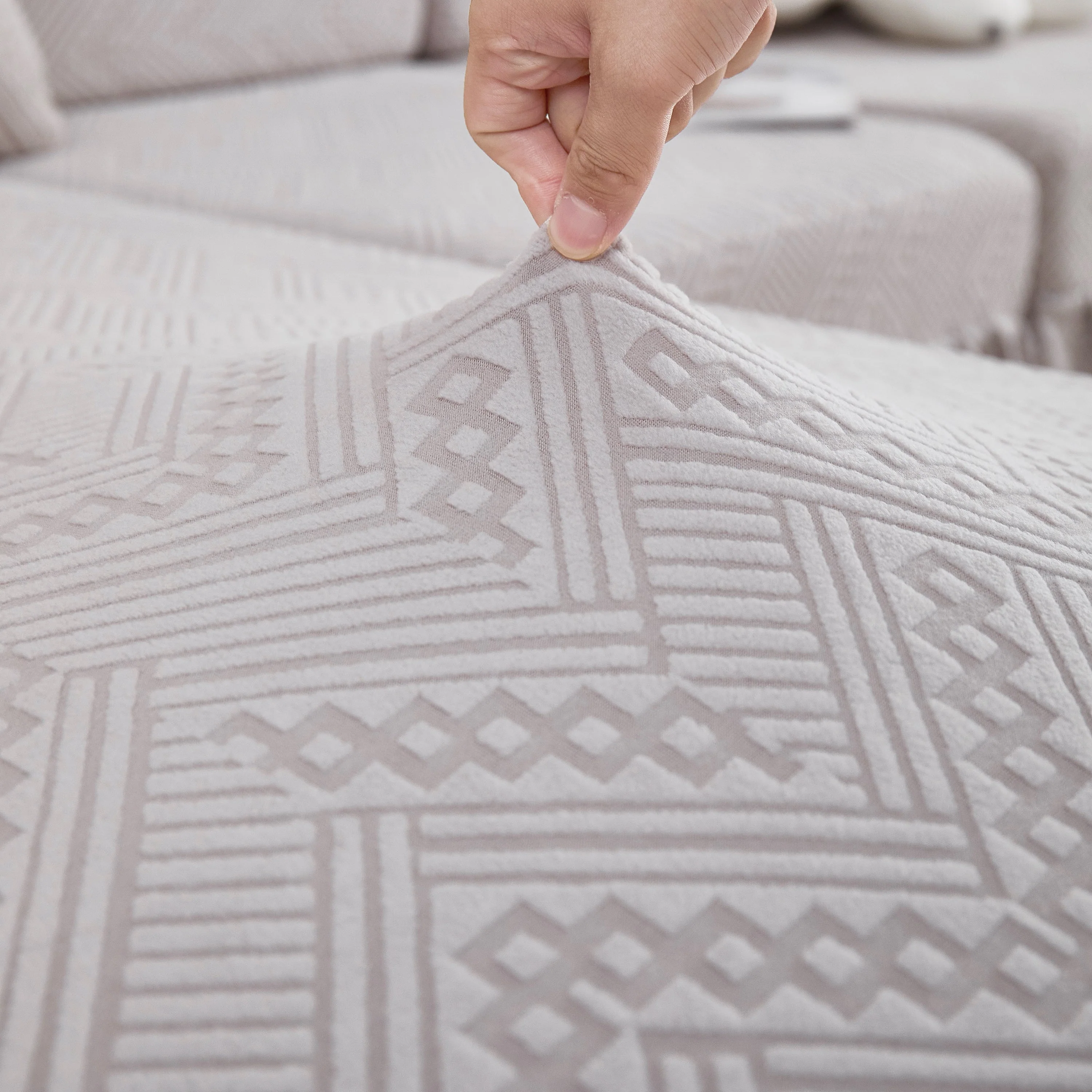 Stretchable Chaise Lounge Sofa Covers and Couch Seat Covers with Skirt for Sectional Couches - Image 163