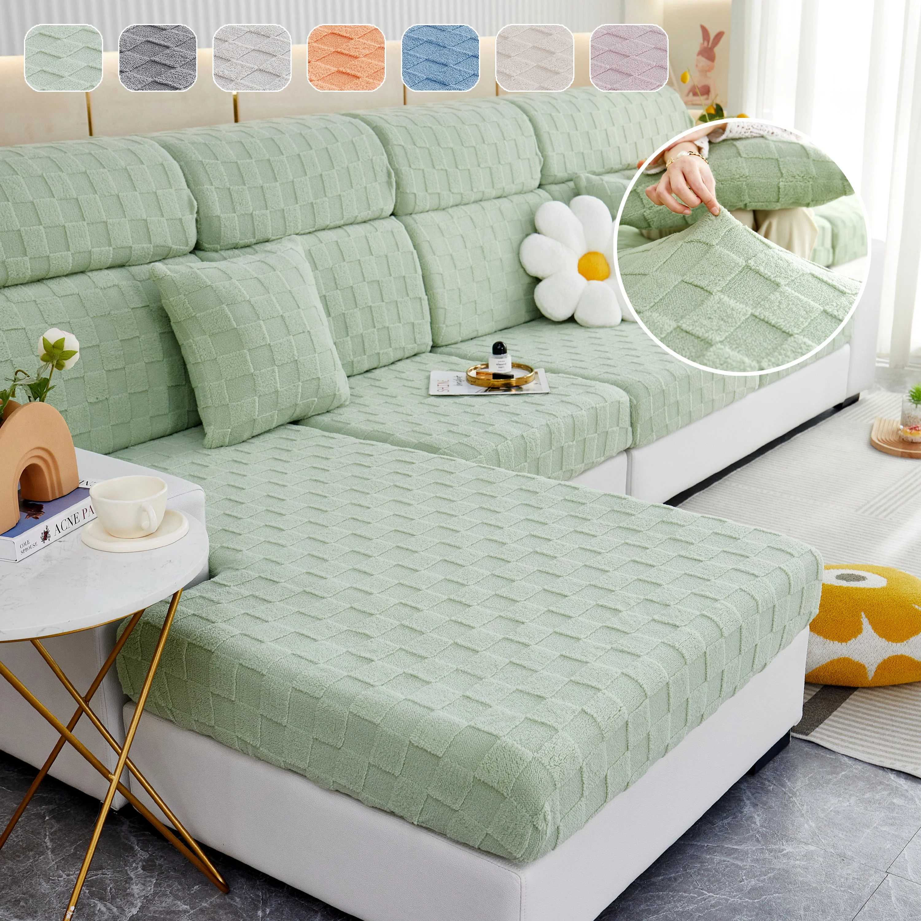 Stretchable Cotton Velvet Sofa Cover Furniture Covers for Pets Slipcovers and Couch Cushion Covers - Image 7