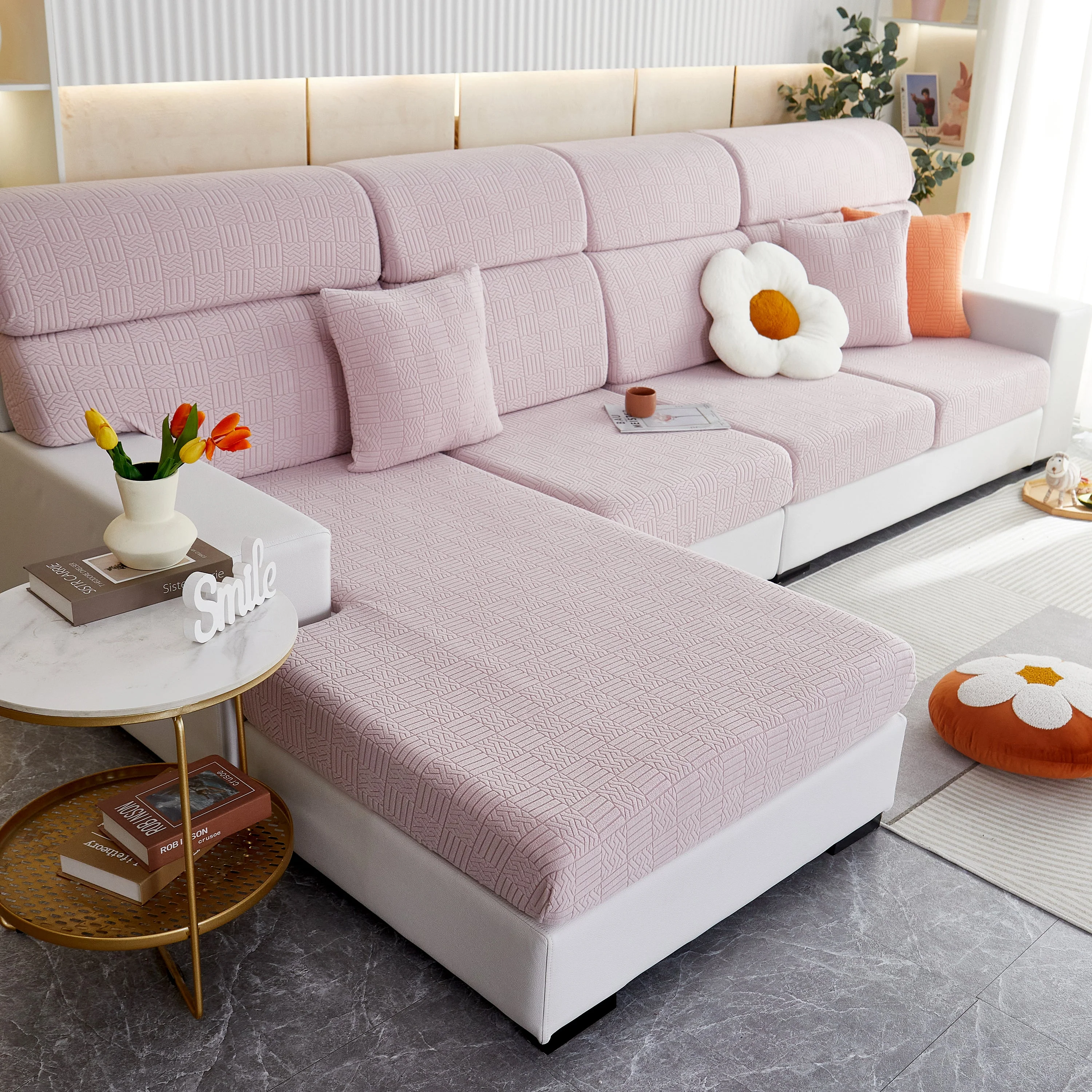 Stretchable Jacquard Fleece Sofa Cover Non-Slip Pet Furniture Protector Recliner and Cushion Slipcovers - Image 12
